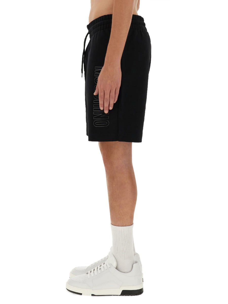 Shop Moschino Cotton Bermuda Shorts In Black