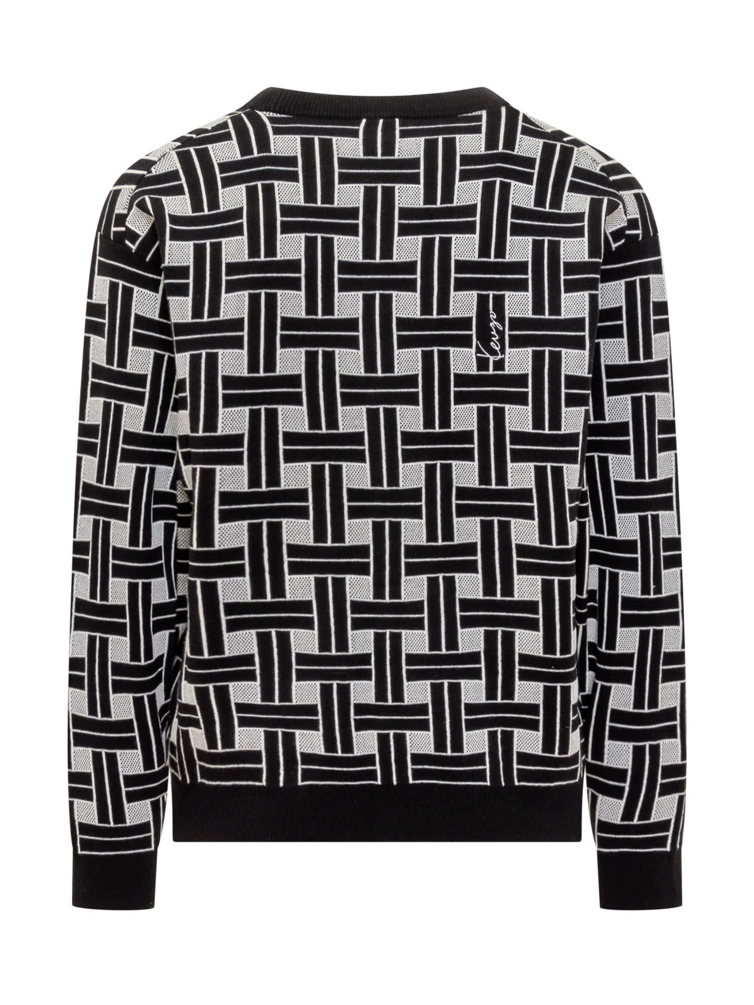 Shop Kenzo Cardigan With Geometric Pattern In Black