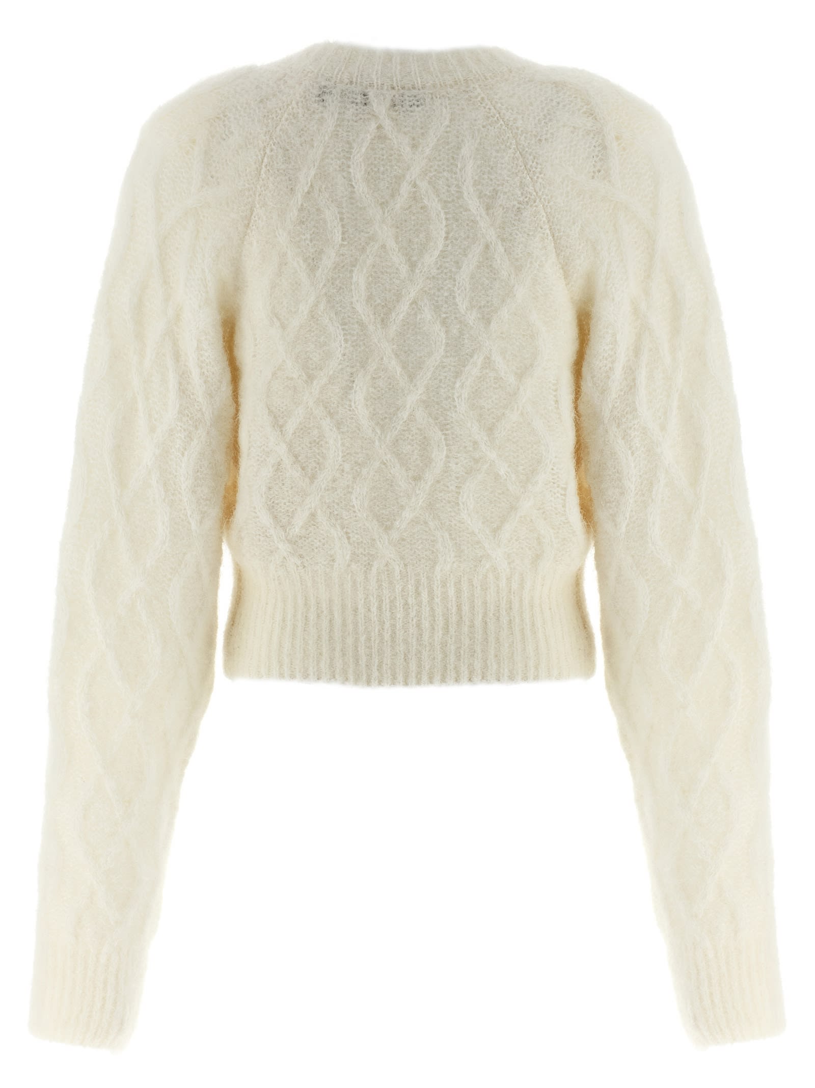 Rotate Birger Christensen Fluffy Knit Cardigan In White