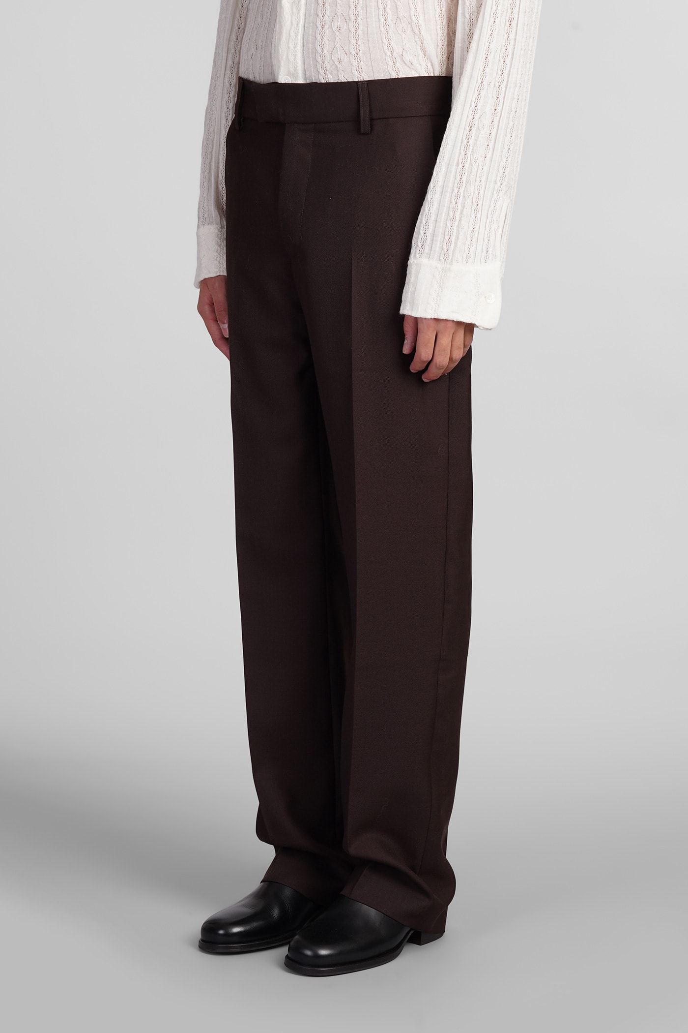 Shop Séfr Mike Suit Trousers Pants In Brown Polyester