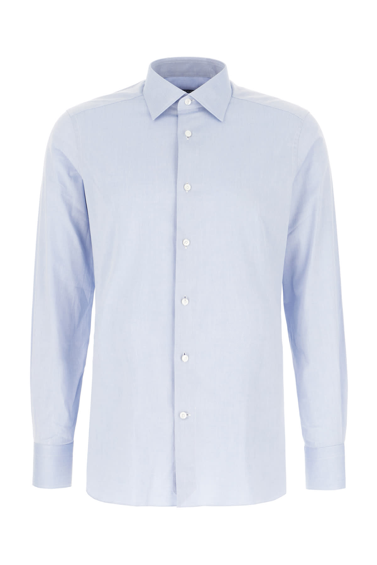 Shop Zegna Light-blue Stretch Oxford Shirt In Light Blue