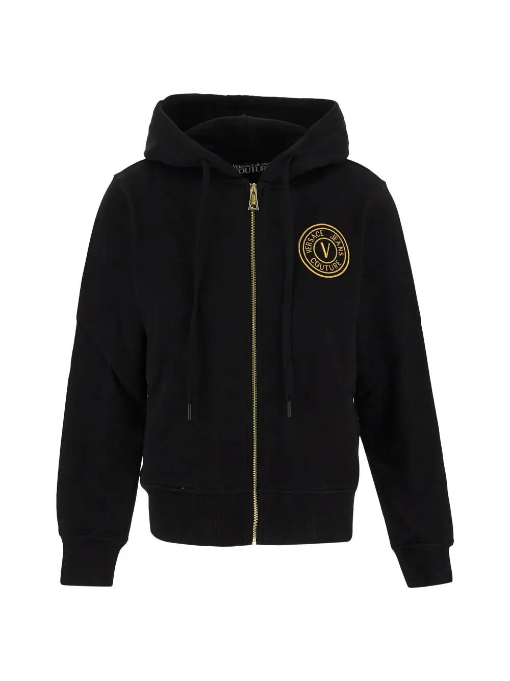 Shop Versace Jeans Couture Logo Hoodie In Black/gold