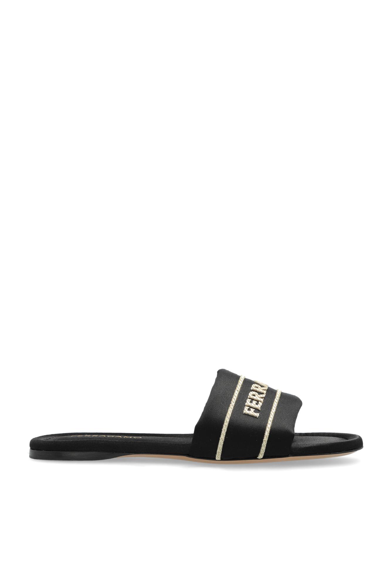 Ferragamo Elegant Satin And Leather Sandals For Women In Black