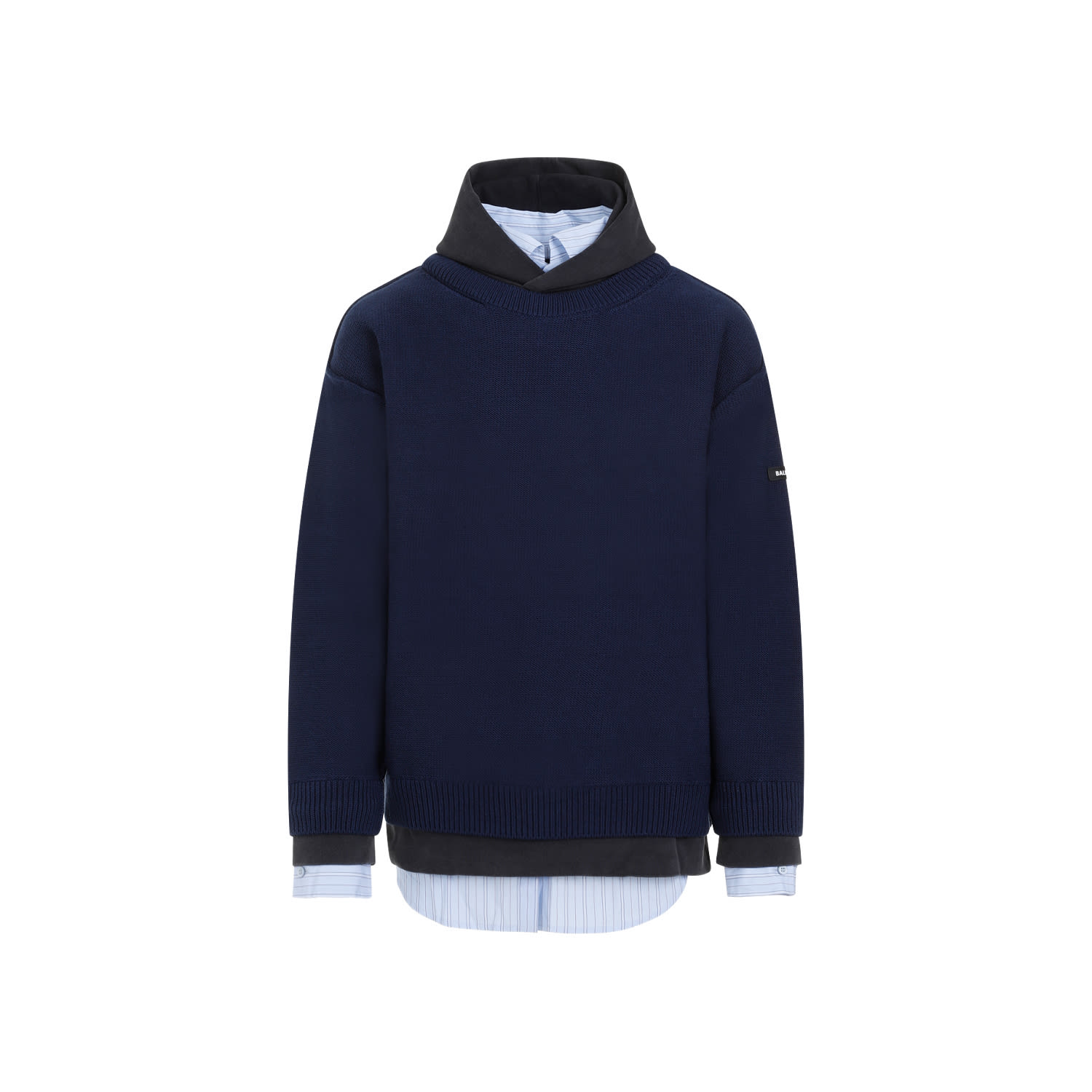 Shop Balenciaga Cotton Hoodie In Navy