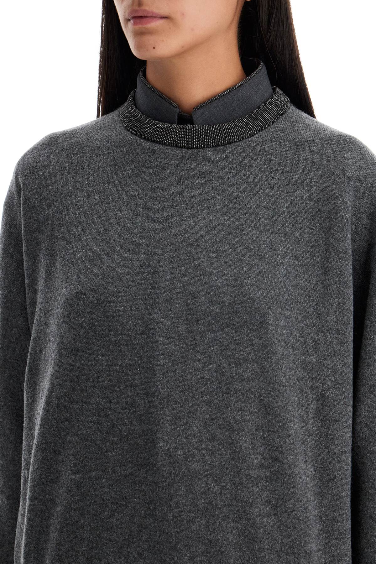 Shop Brunello Cucinelli Pullover With Precious Rib In Piombo (grey)