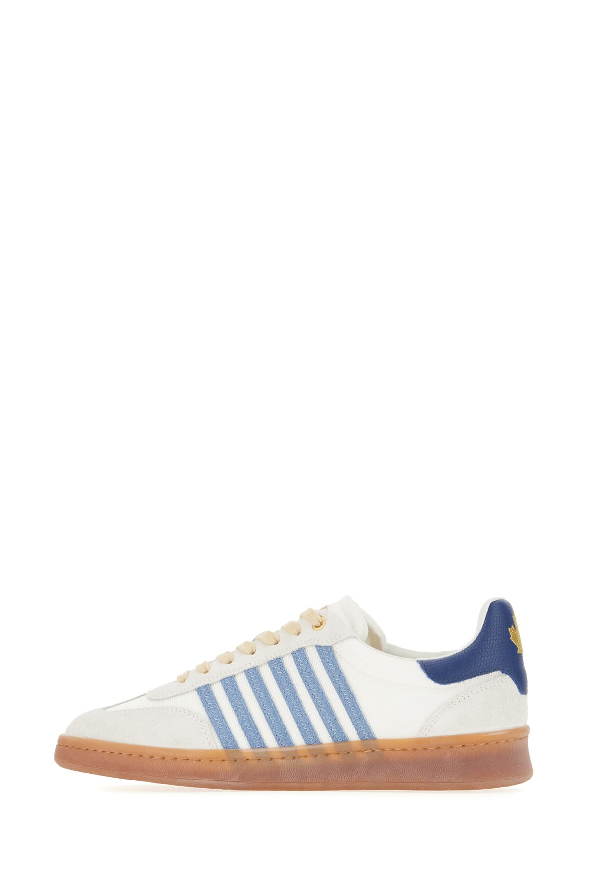 Dsquared2 Canvas Boxer Sneakers Suede Accents In Bianco Blu