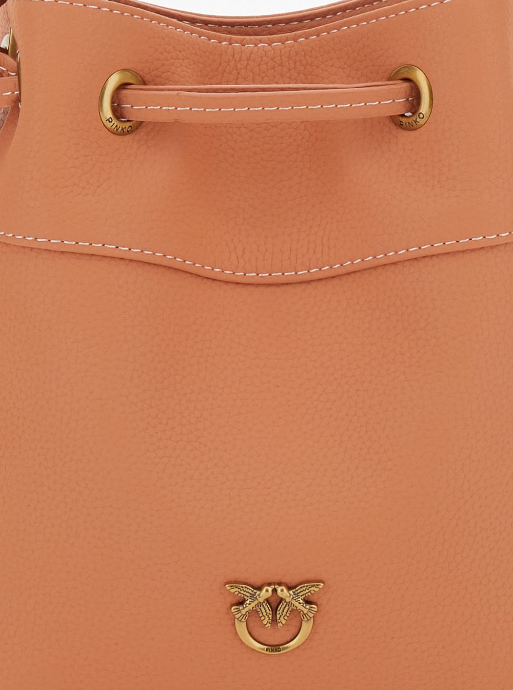 Pinko Leather Shoulder Bag With Logo In Orange