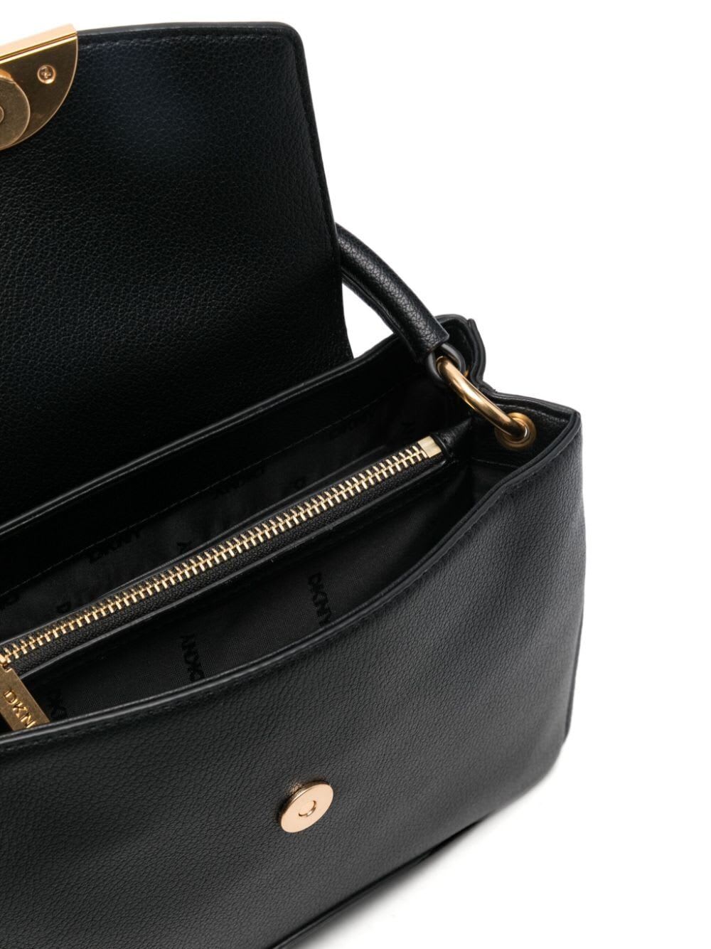 Shop Dkny Luna Satchel Bag In Black Gold