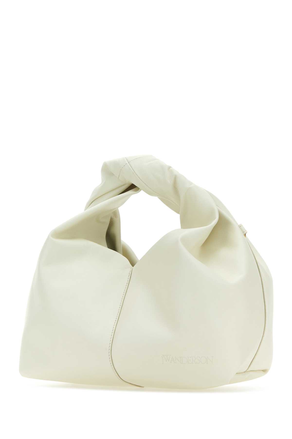 Jw Anderson Ivory Leather Mini Twister Hobo Handbag In Offwhite