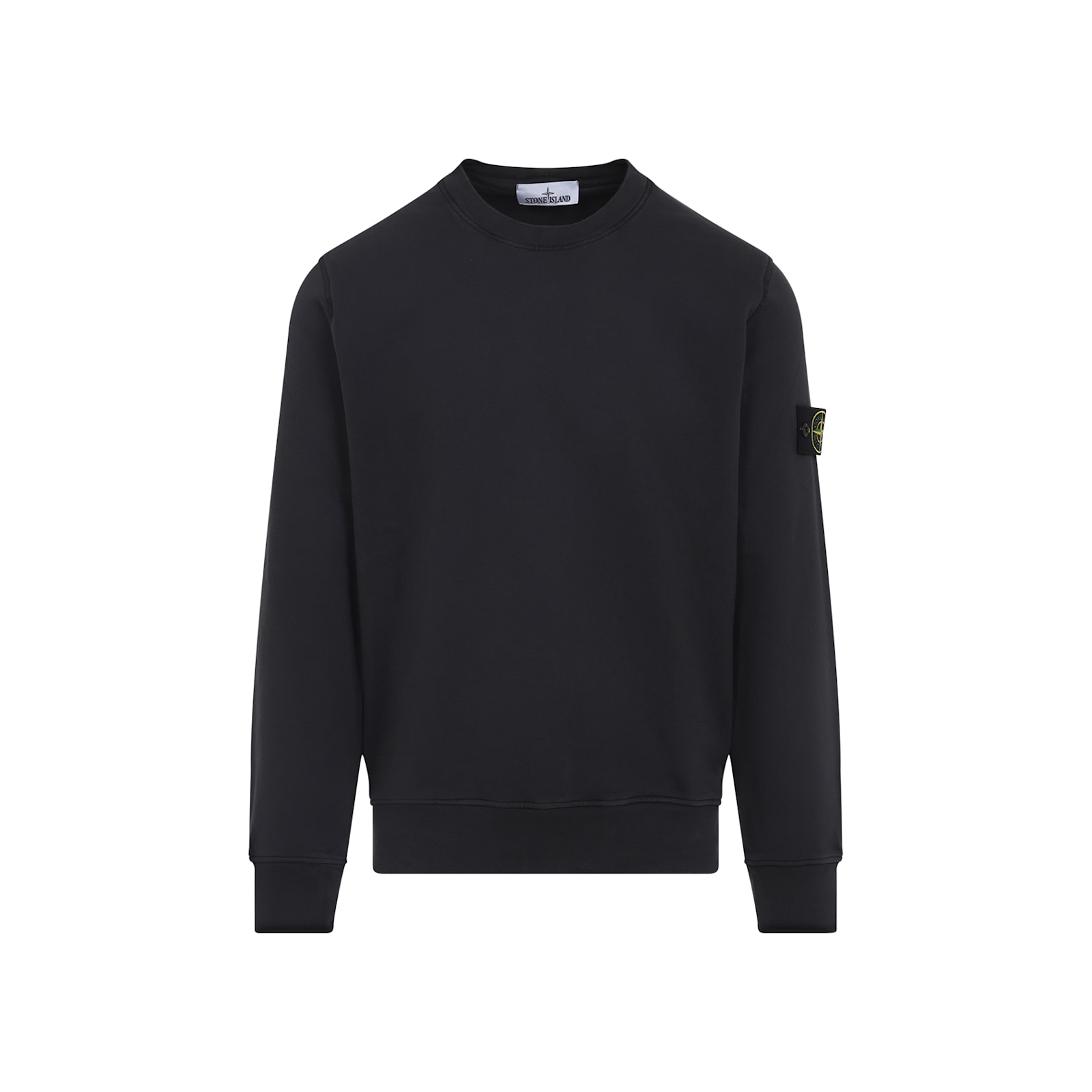 Stone Island Vanisé Brushed Heavy Cotton Sweatshirt In Black