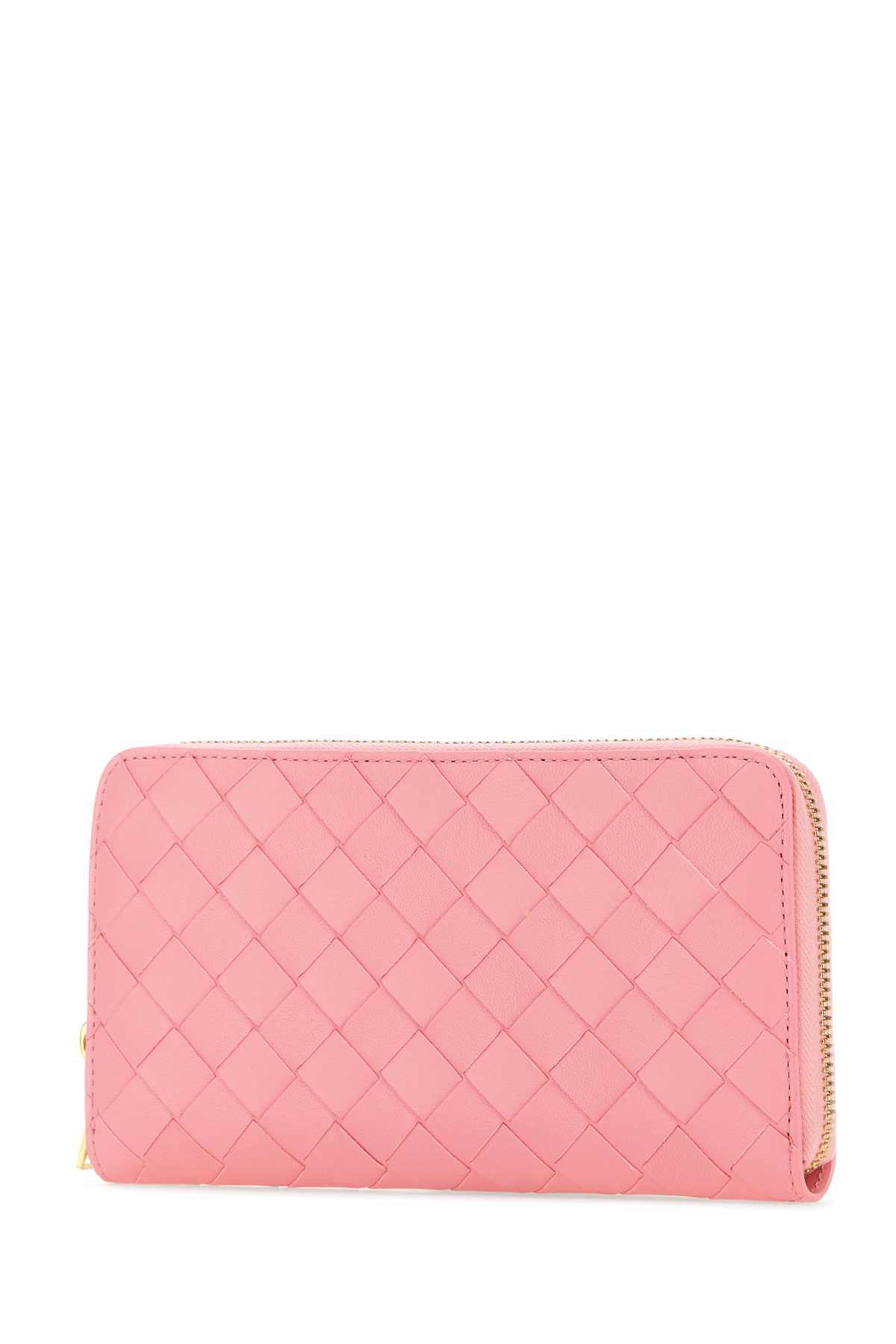 Shop Bottega Veneta Pink Nappa Leather Intrecciato Wallet