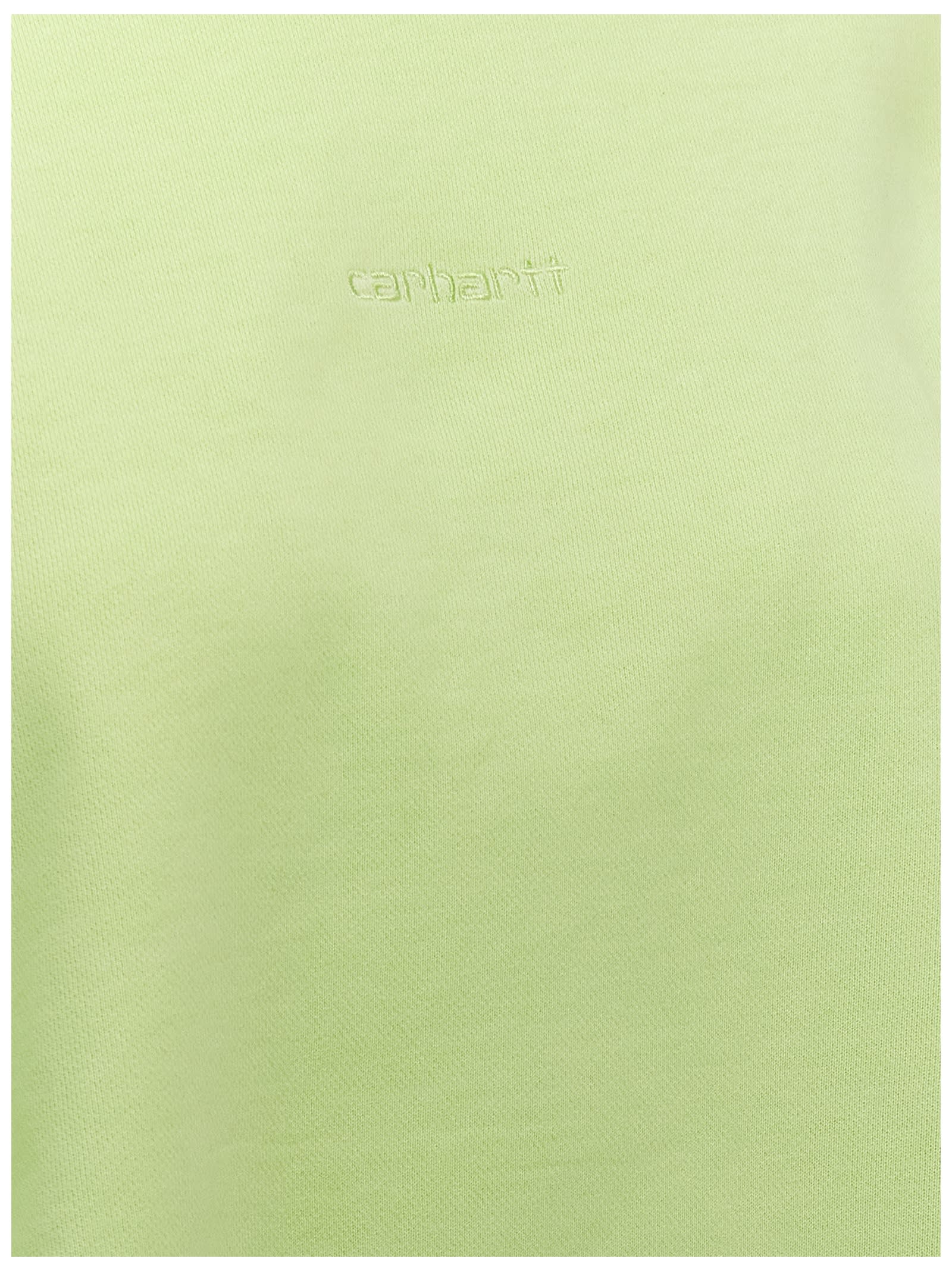 Carhartt Crew Neck Sweatshirt Ribbed Cuffs In Green