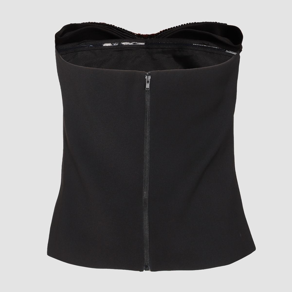 Self-portrait Black Sleeveless Top With Bandeau Neckline In Tech Fabric Woman In Black