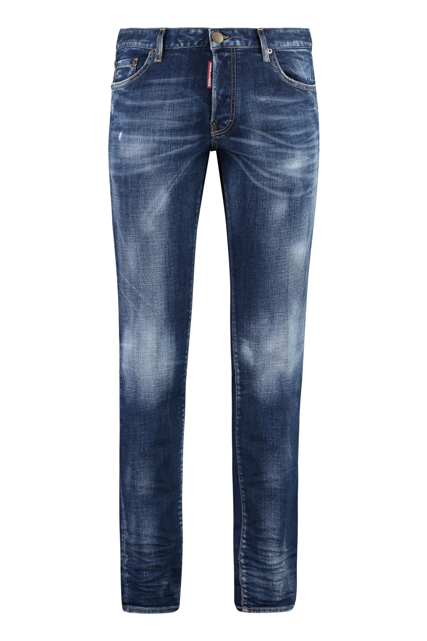 Shop Dsquared2 Stretch Cotton Jeans In Navy Blue