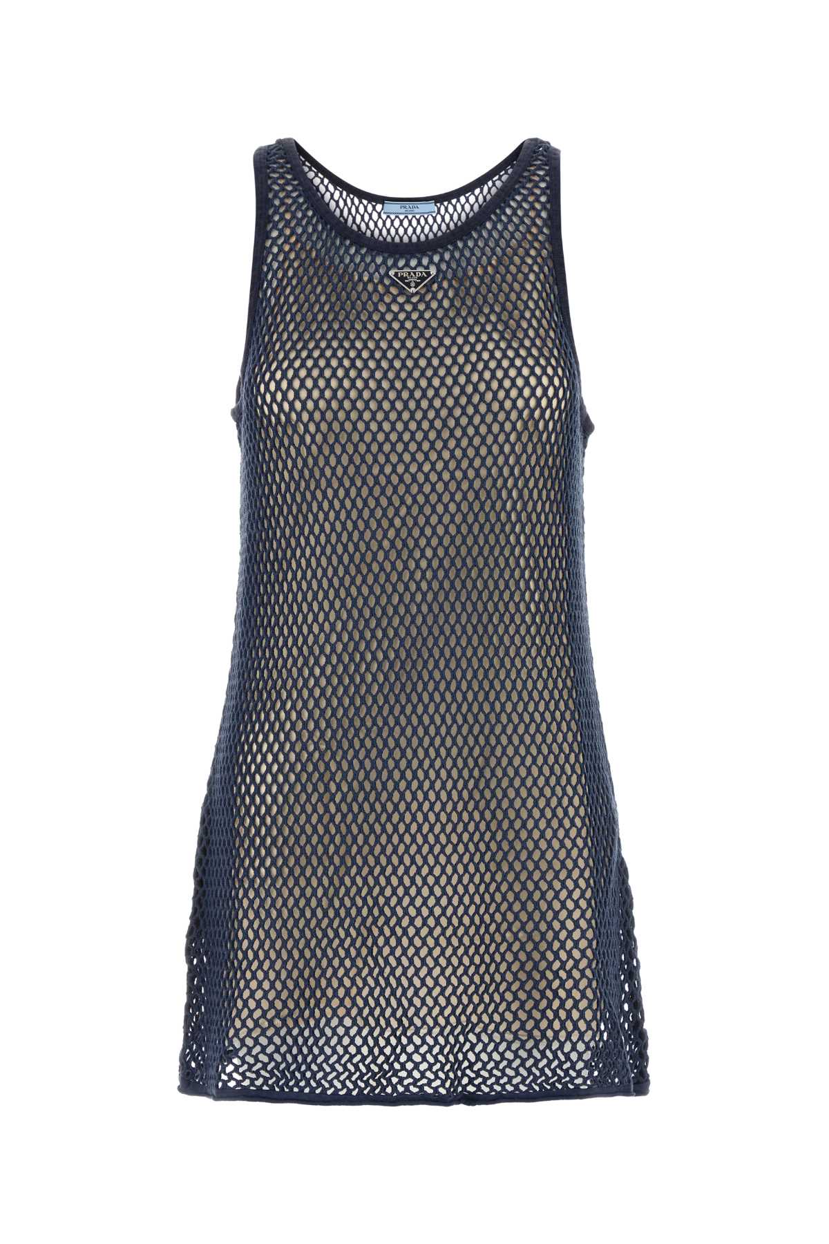 Navy Blue Mesh Mini Dress