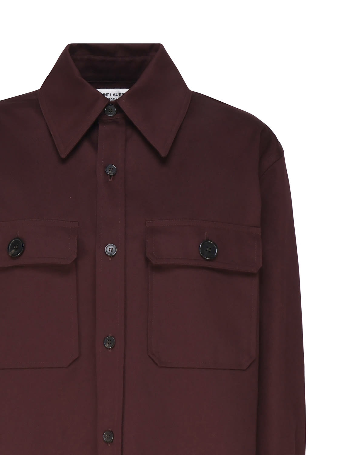 Shop Saint Laurent Saharienne Cotton Shirt In Aubergine