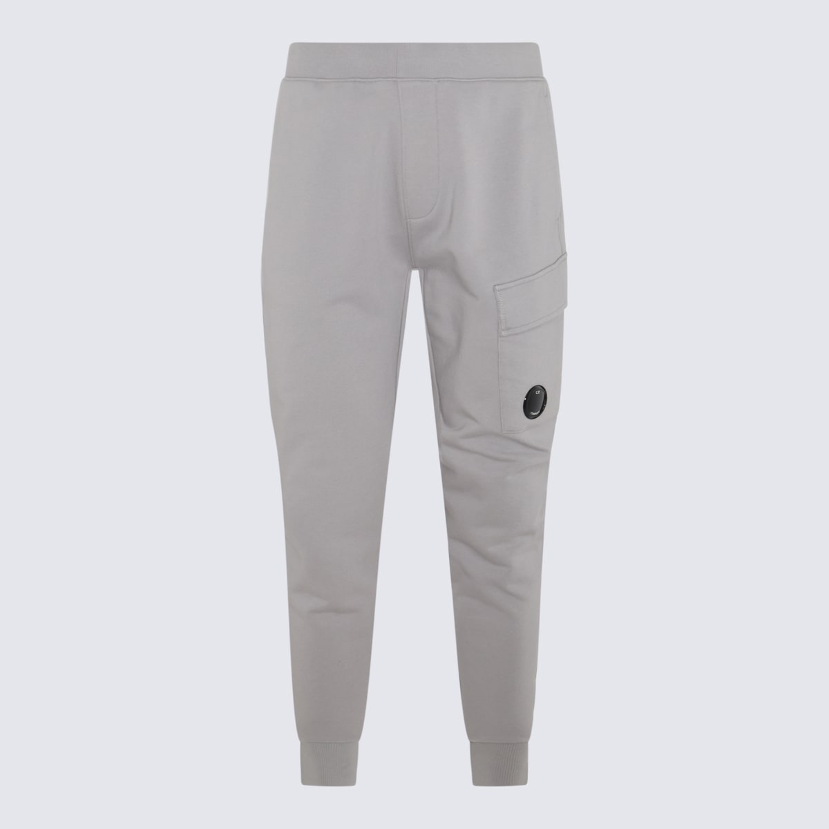 C.p. Company White Cargo Pants With Lens Motif On The Leg In Cotton Man In Drizzle