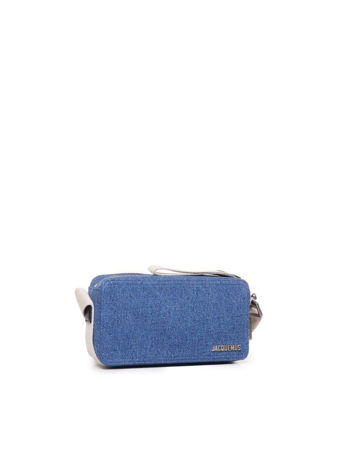 Shop Jacquemus Denim Rectangle Bag In Blue