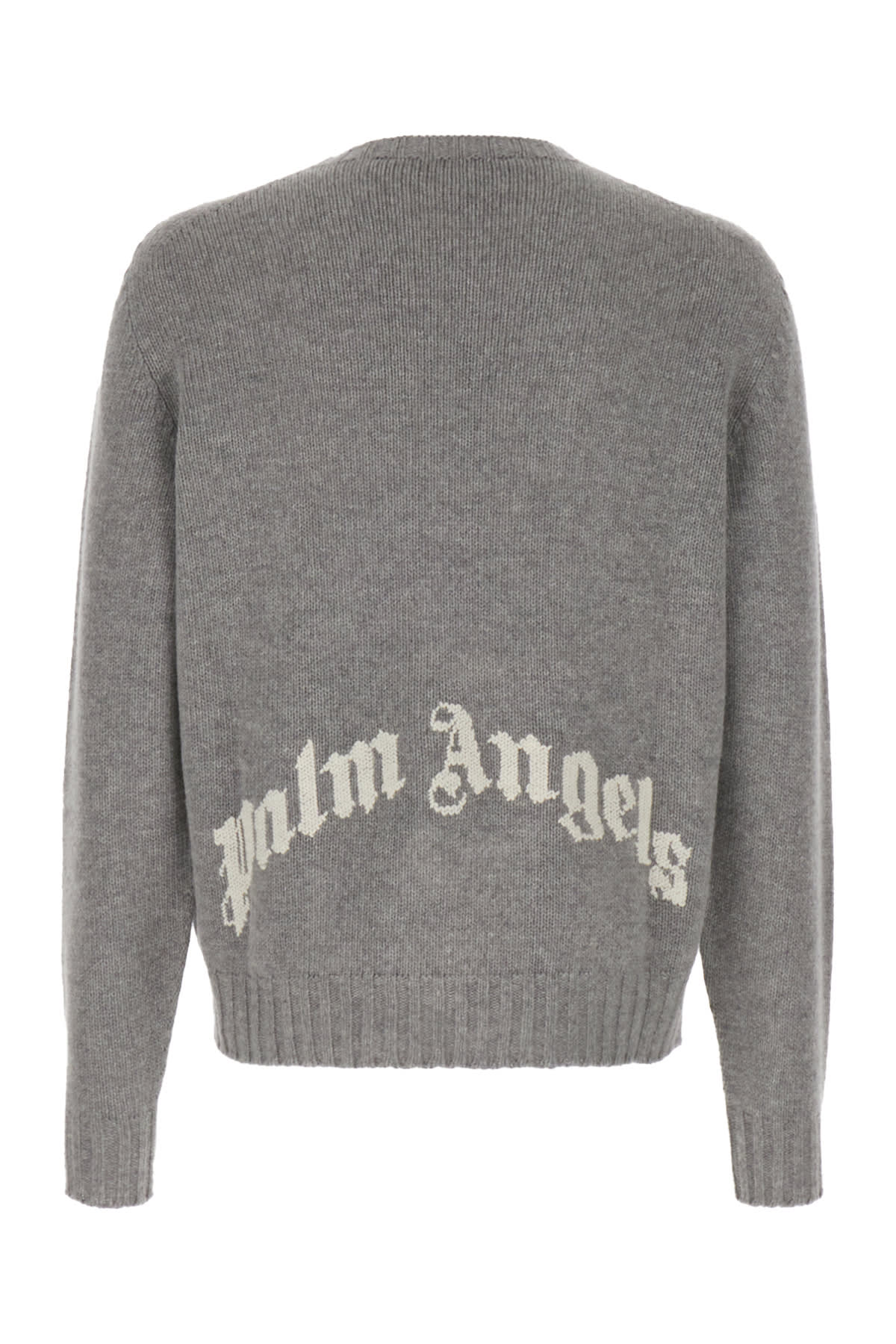 Shop Palm Angels Melange Grey Wool Blend Sweater