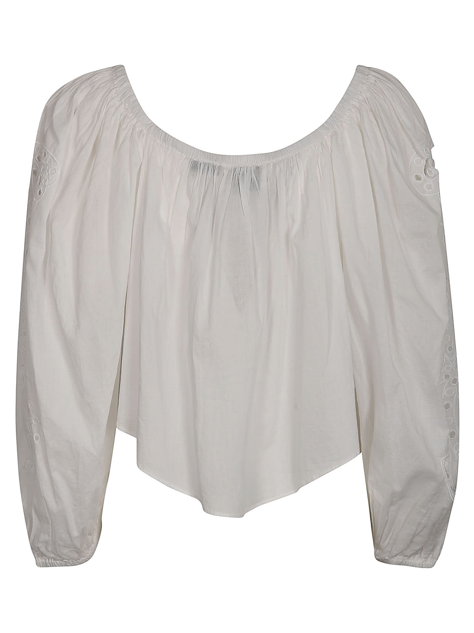 Shop Pinko Crop Loose Fit Blouse In Bianco-biancaneve