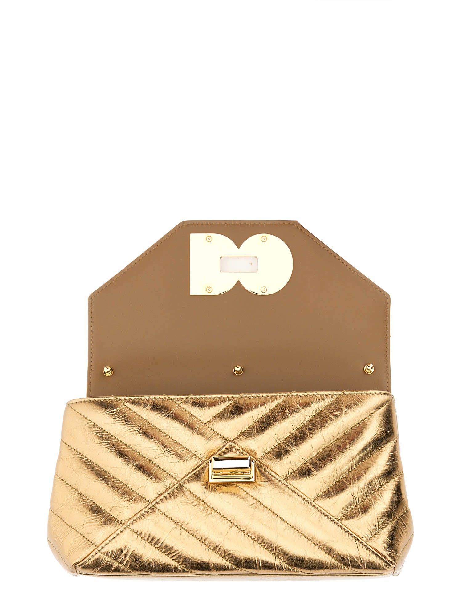 Shop Dolce & Gabbana Shoulder Bag With Logo In Oro