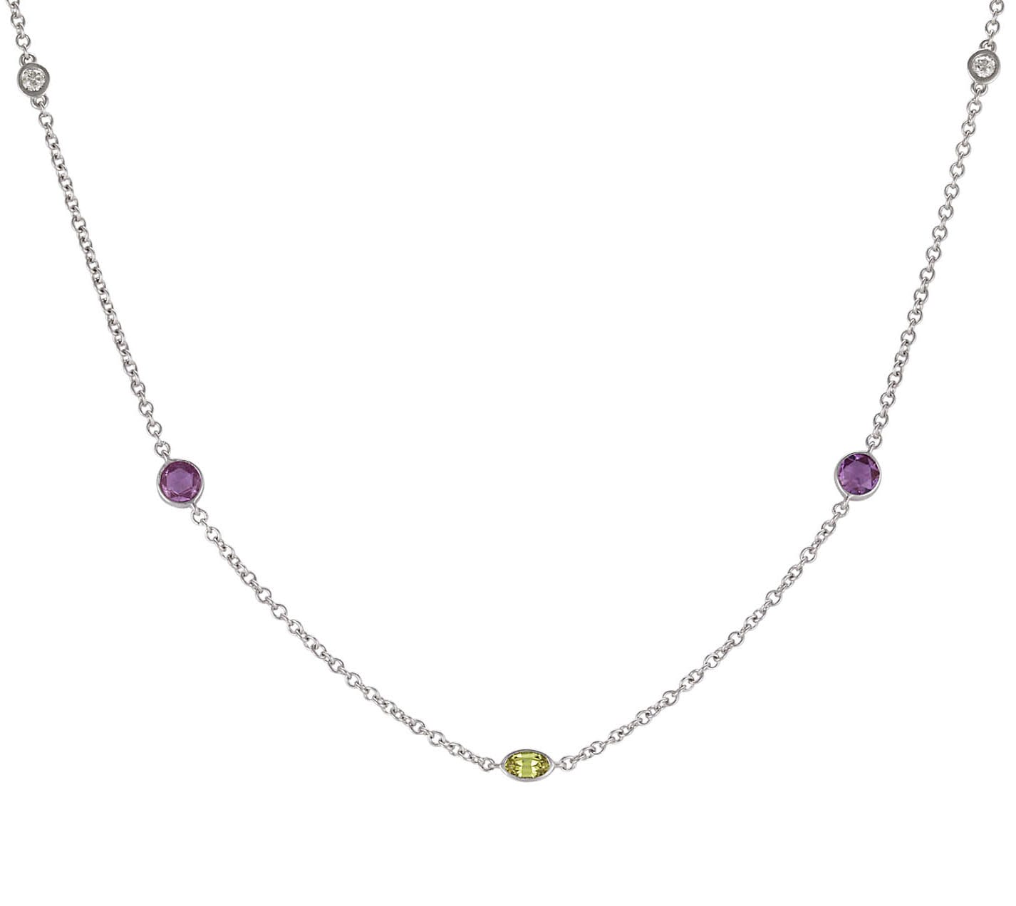 Lo Spazio Jewelry Lo Spazio Yellow, Pink Sapphire and Diamond Necklace