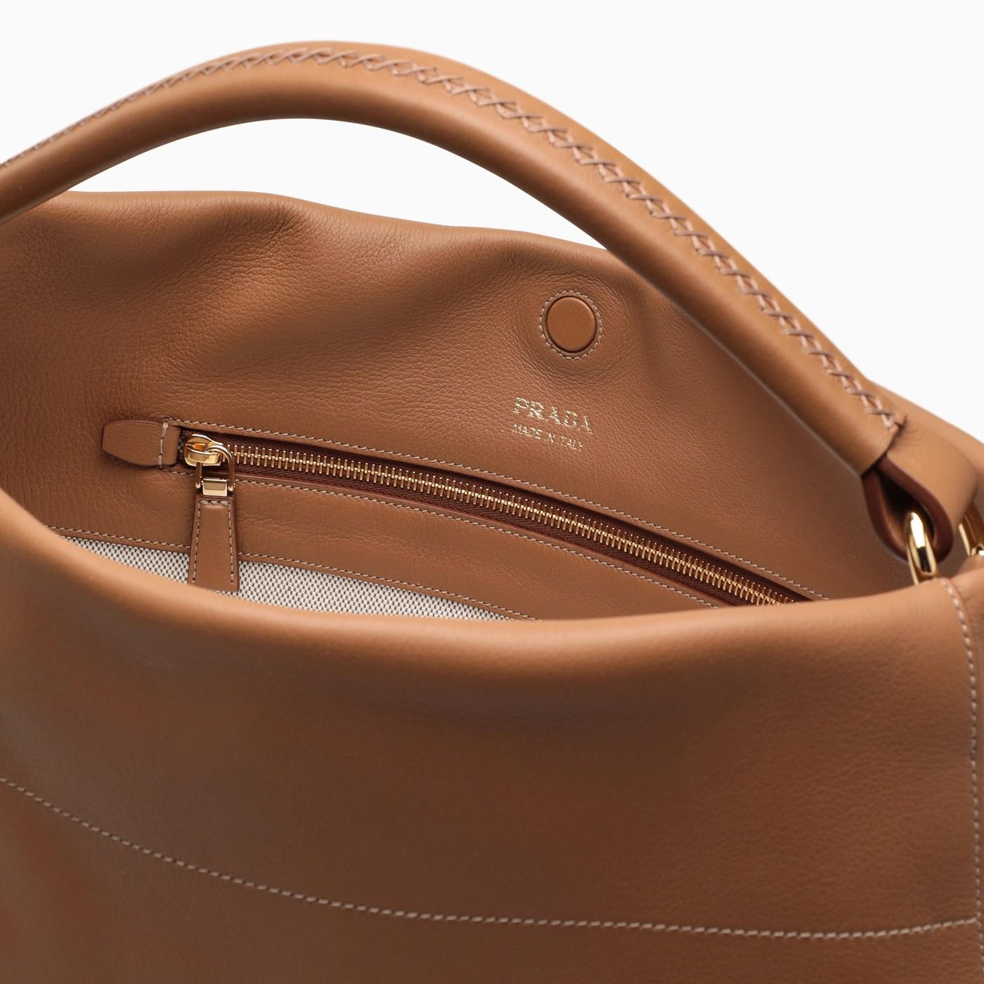Shop Prada Large Caramel-coloured Leather Shoulder Bag In Caramel 0