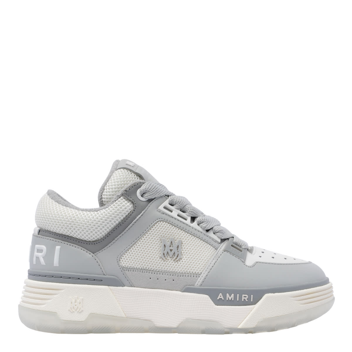 Amiri Grey Low Top Sneakers With Logo Detail In Tech Fabric And Leather Man In Gray