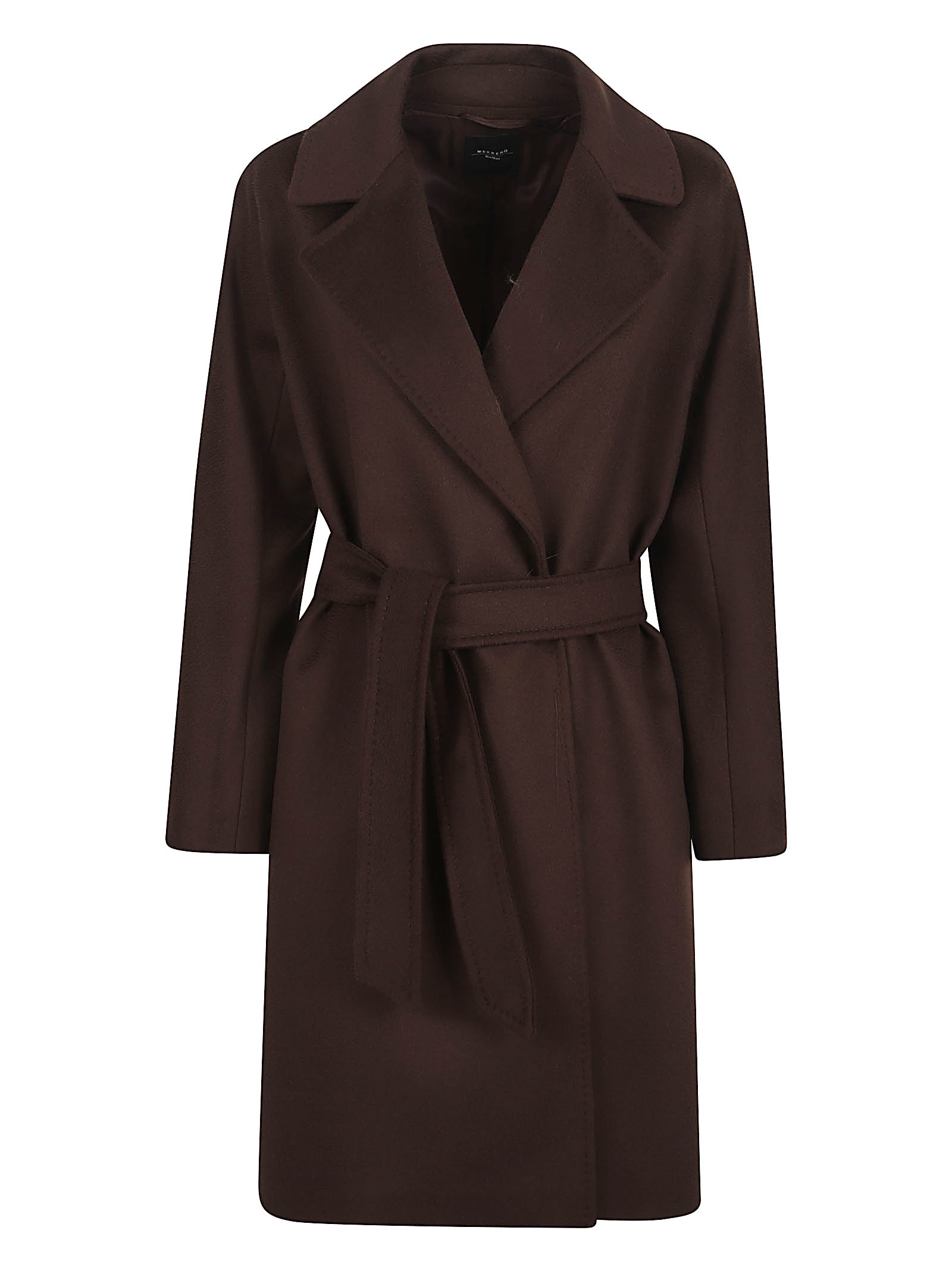Weekend Max Mara Omens Chocolate Corte Brushed Wool Coat In Brown
