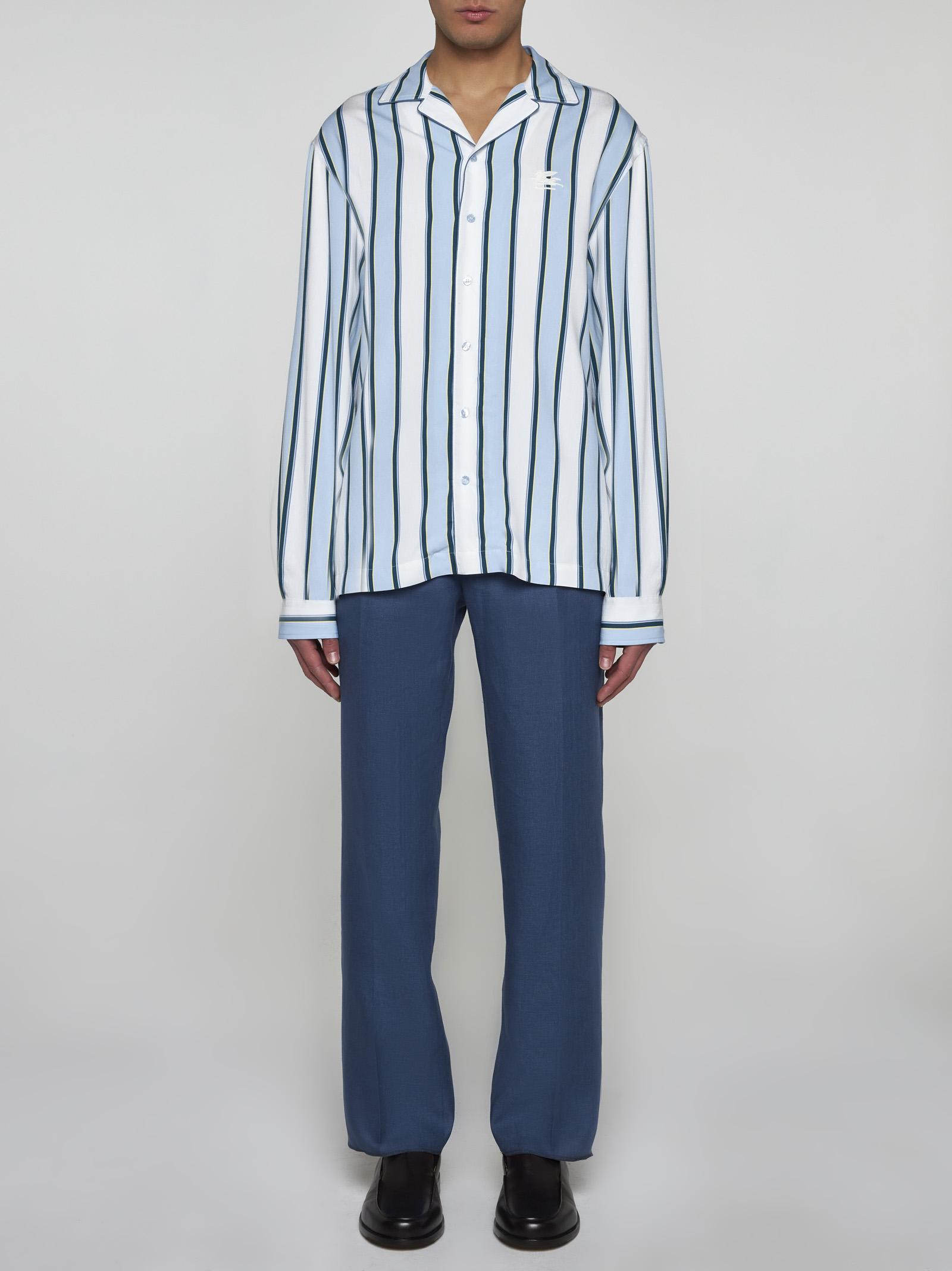 Shop Etro Striped Viscose-blend Shirt In Multicolor