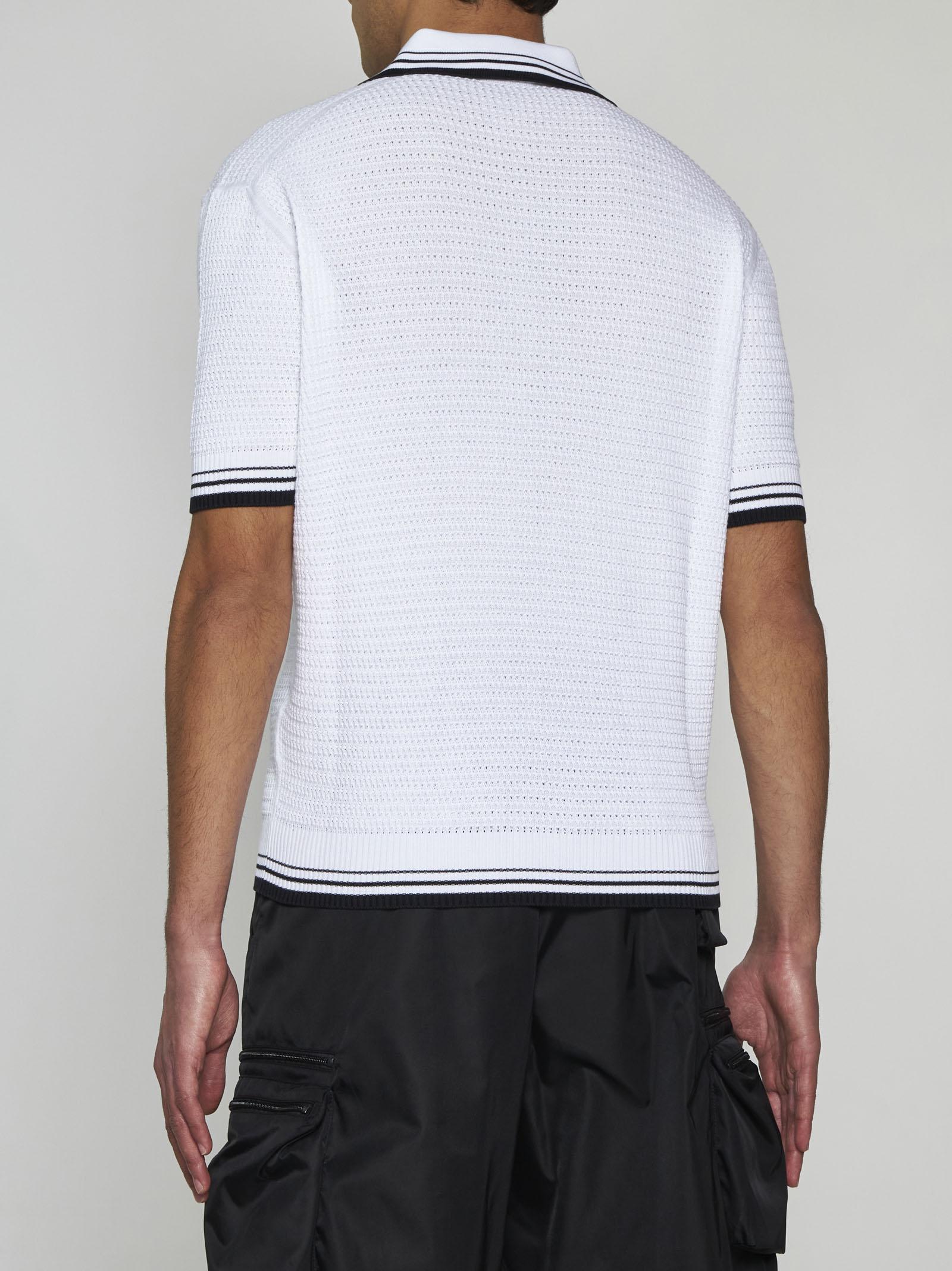 Shop Prada Jacquard Knit Polo Shirt