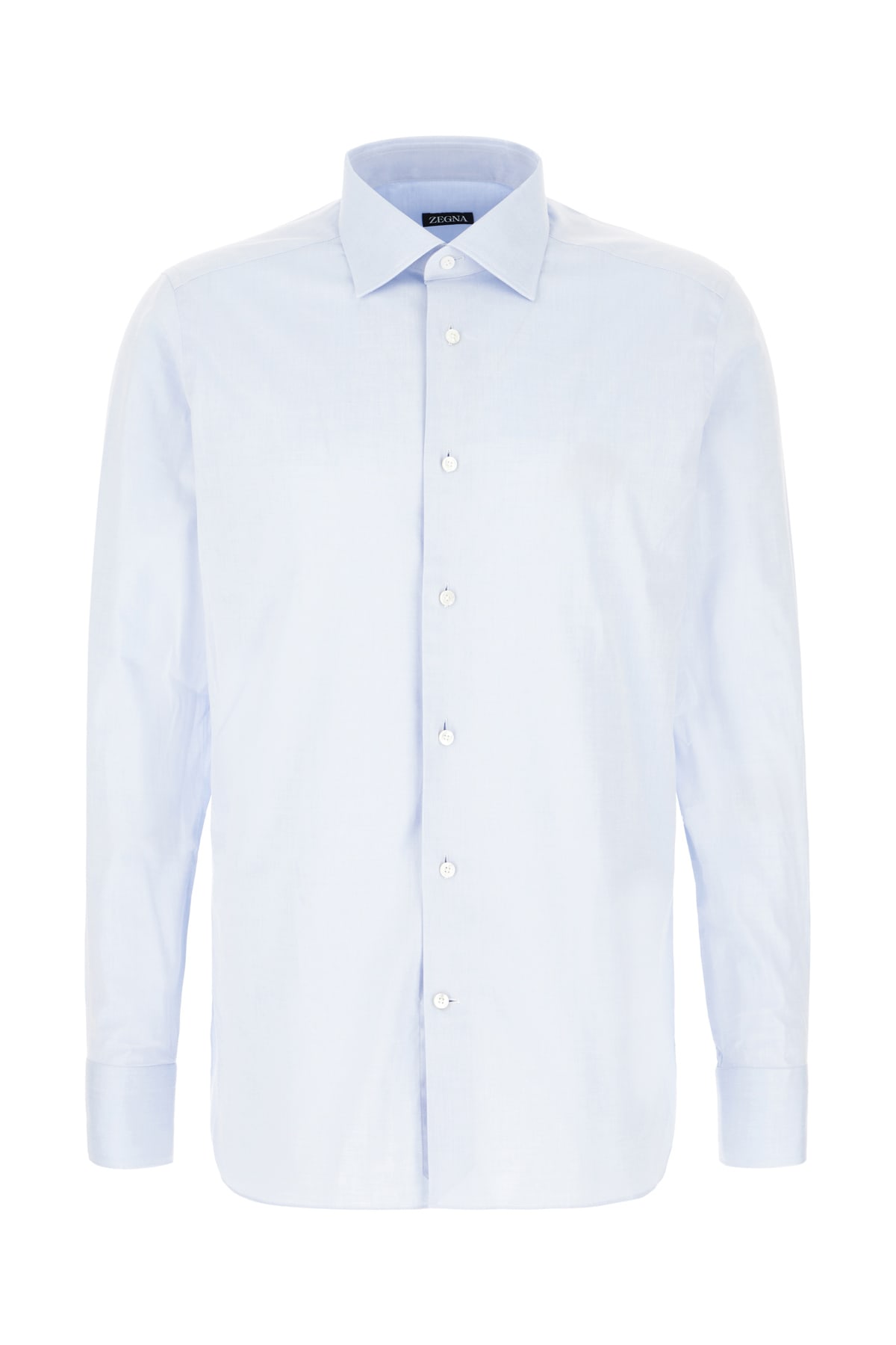 Zegna Light-blue Stretch Cotton Shirt In Light Blue