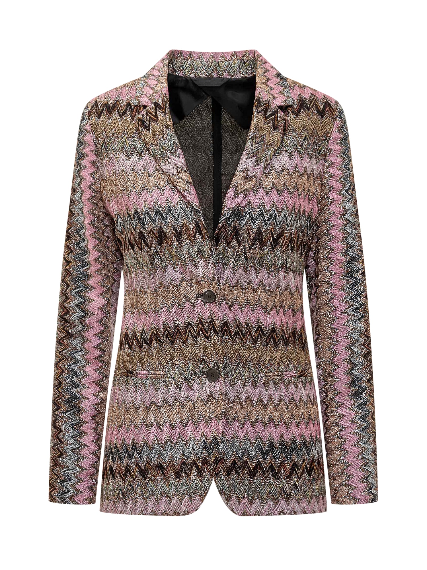 Shop Missoni Blazer With Zig Zag Pattern In Multispacdye/dark