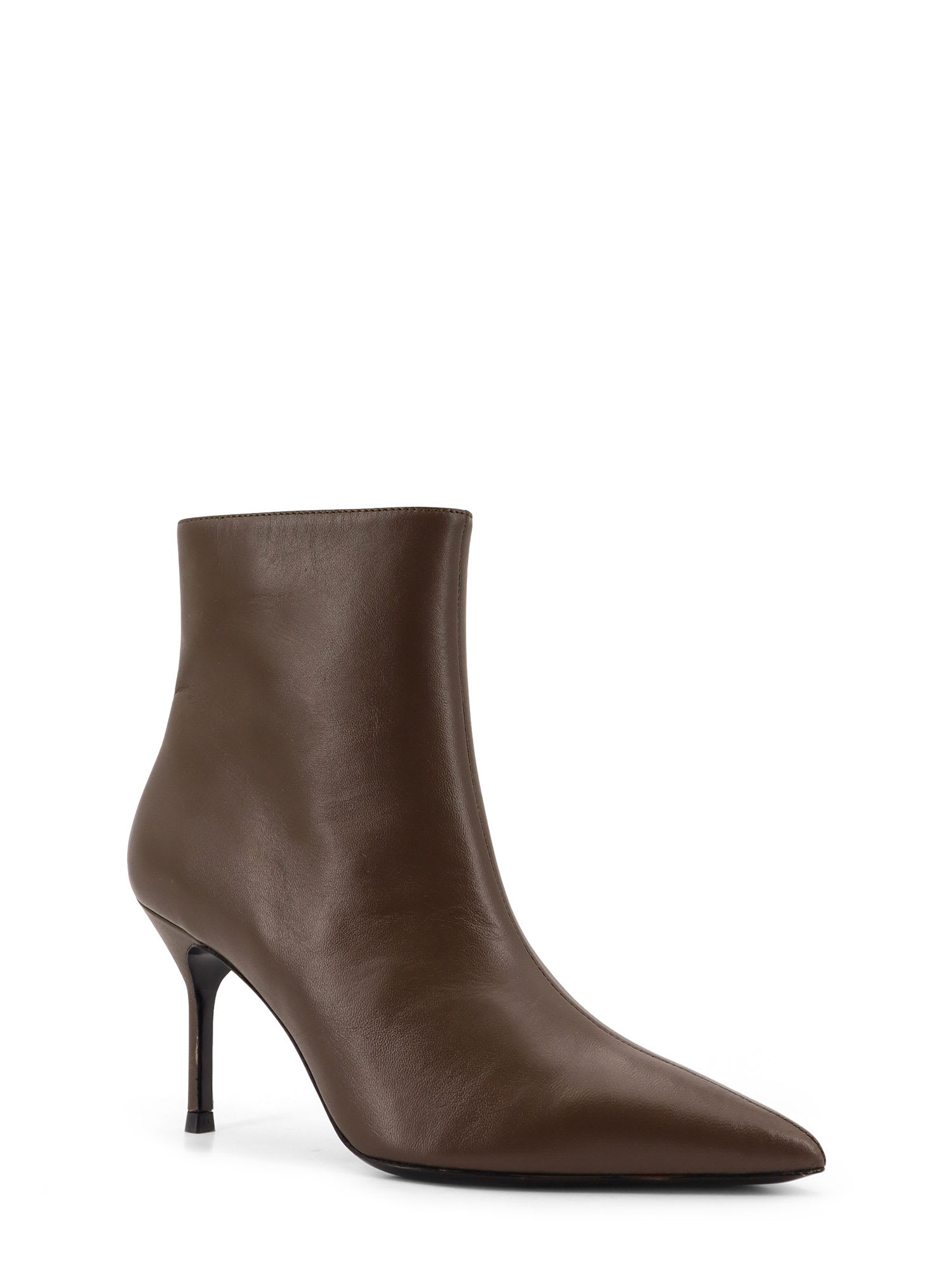 Staud Sebastian 80 Leather Ankle Boots In Brown