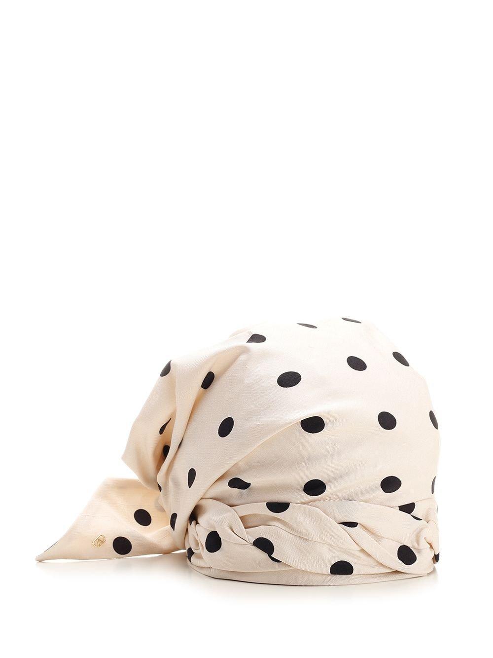 Shop Valentino Polka Dot-printed Gathered Head Scarf In Pannanerooro