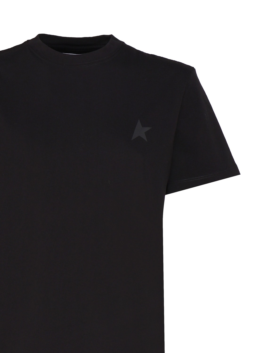 Golden Goose Cotton T-shirt With Iconic Frontal Star In Black