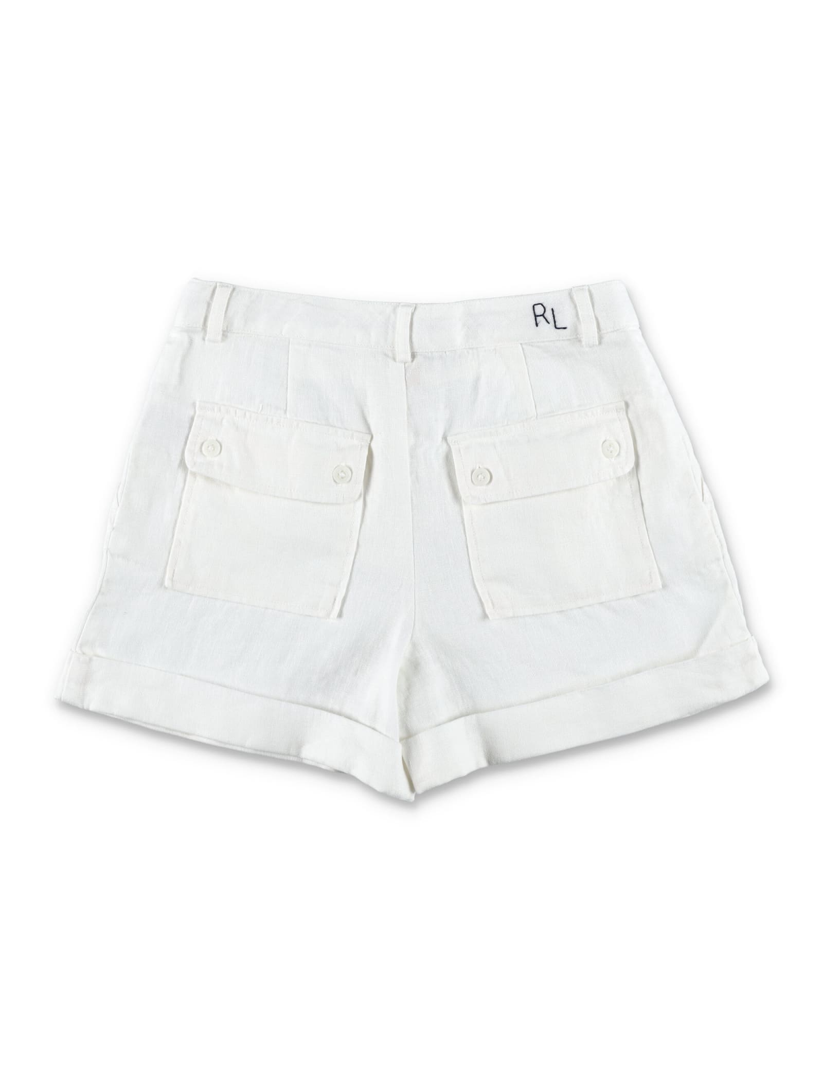 Shop Polo Ralph Lauren Pleated Linen Shorts In White