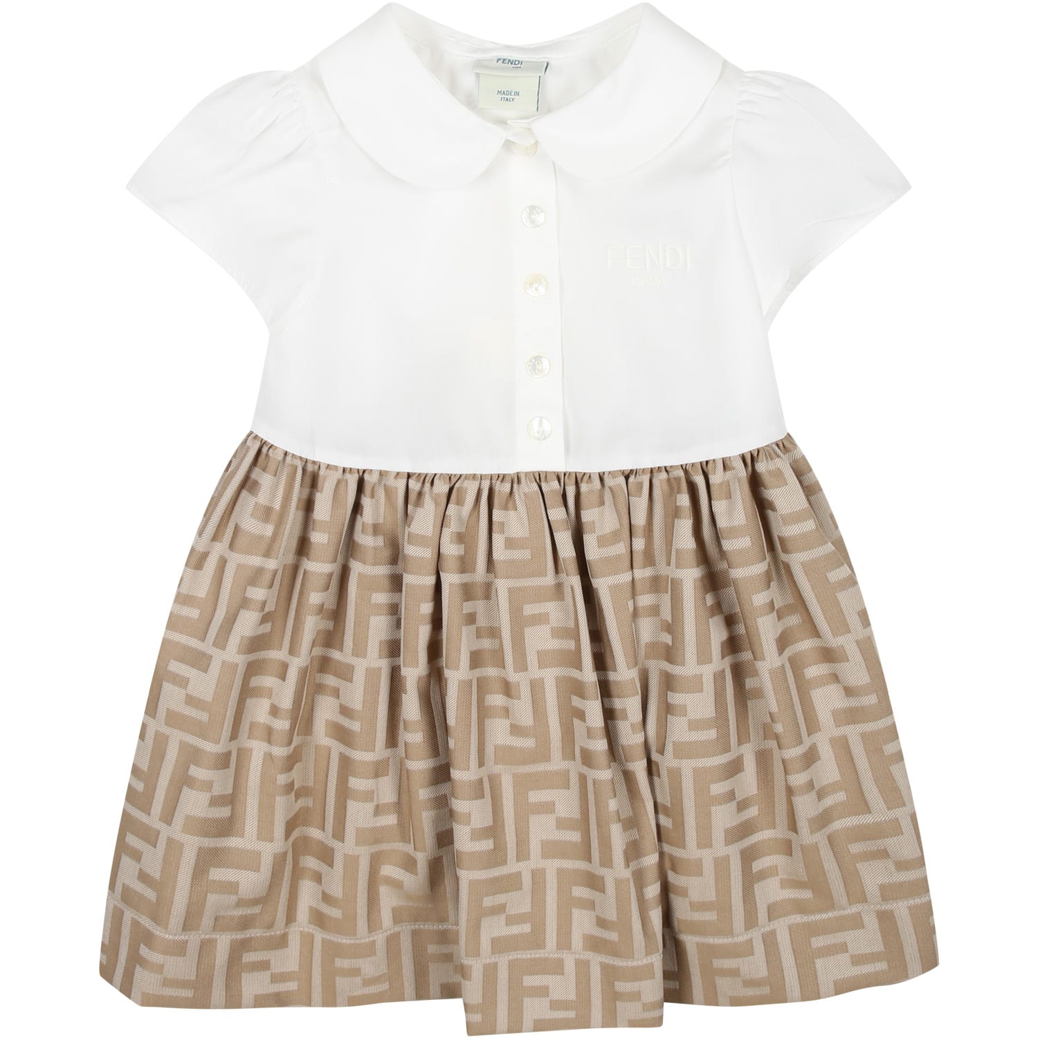 Shop Fendi Multicolor Dress For Baby Girl With Iconic Ff
