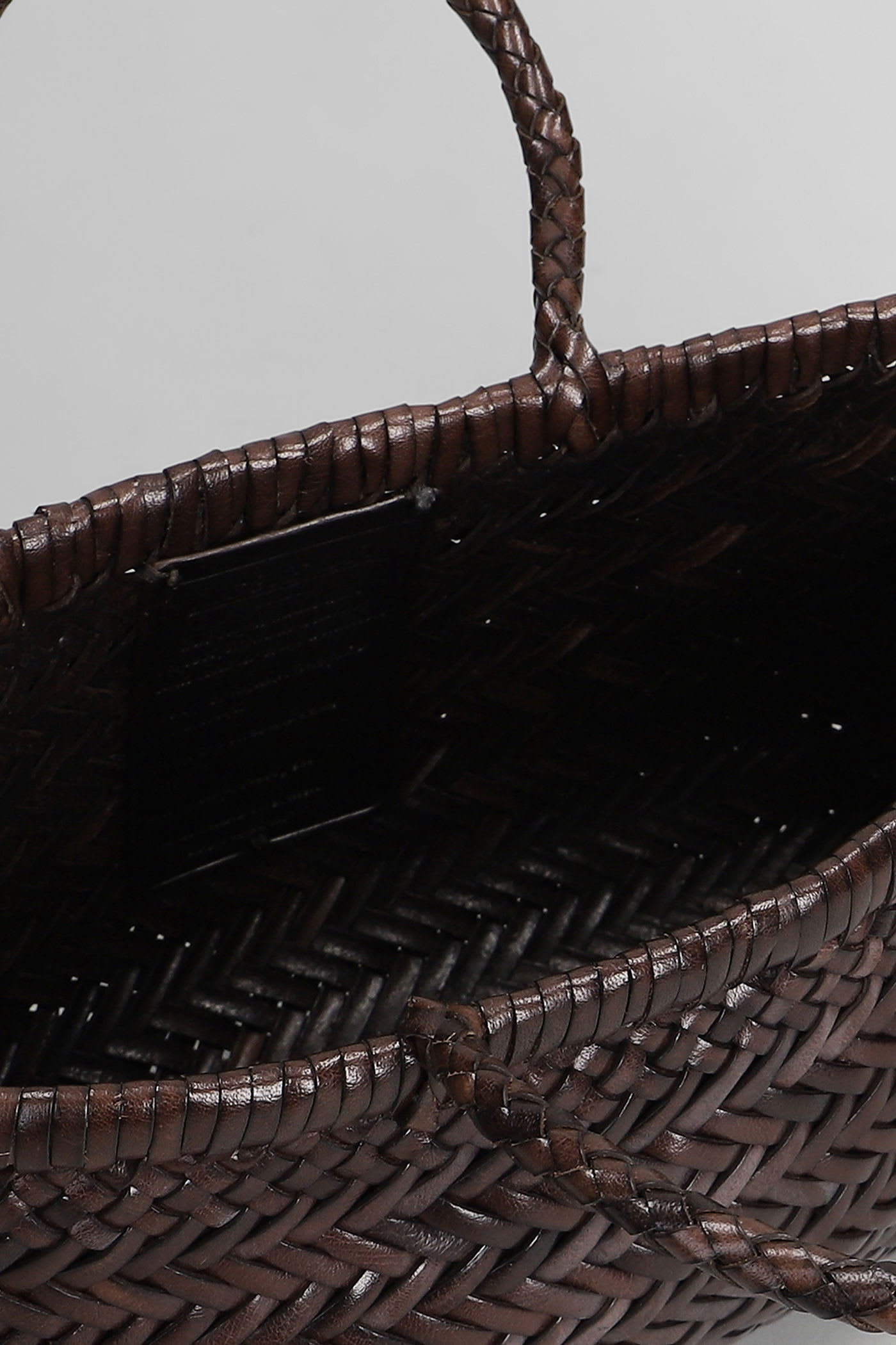 Dragon Diffusion Mini Flat Gora Baskt Hand Bag In Brown Leather In Brown