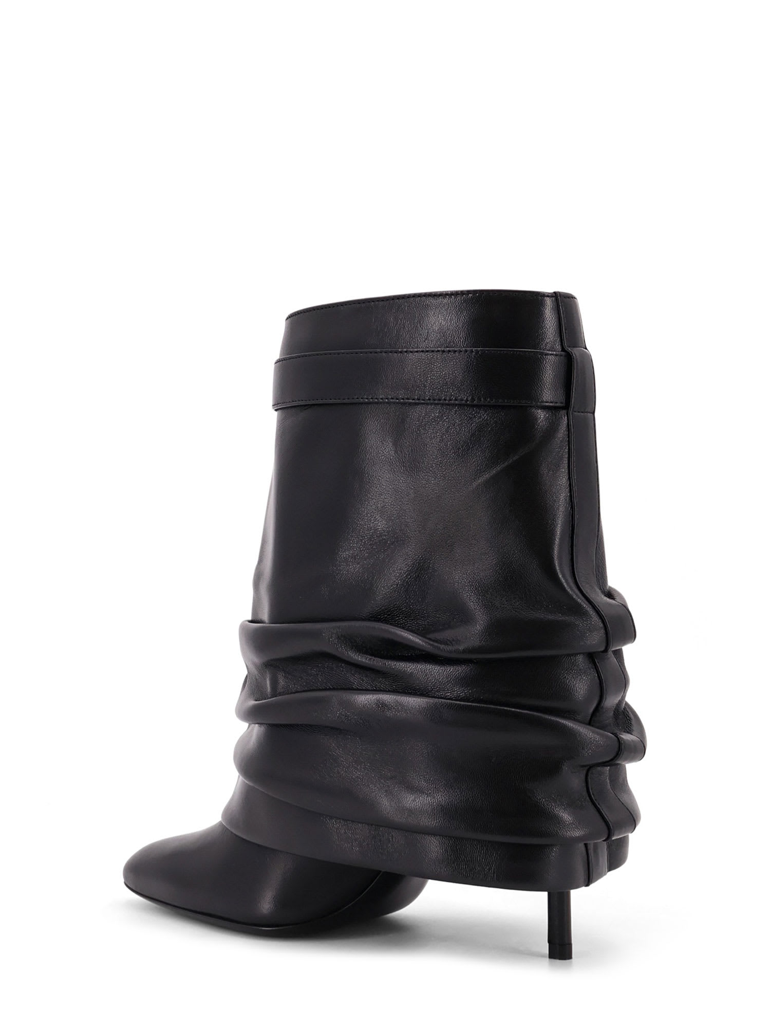 Givenchy Shark Lock Stiletto Leather Ankle Boots In Black