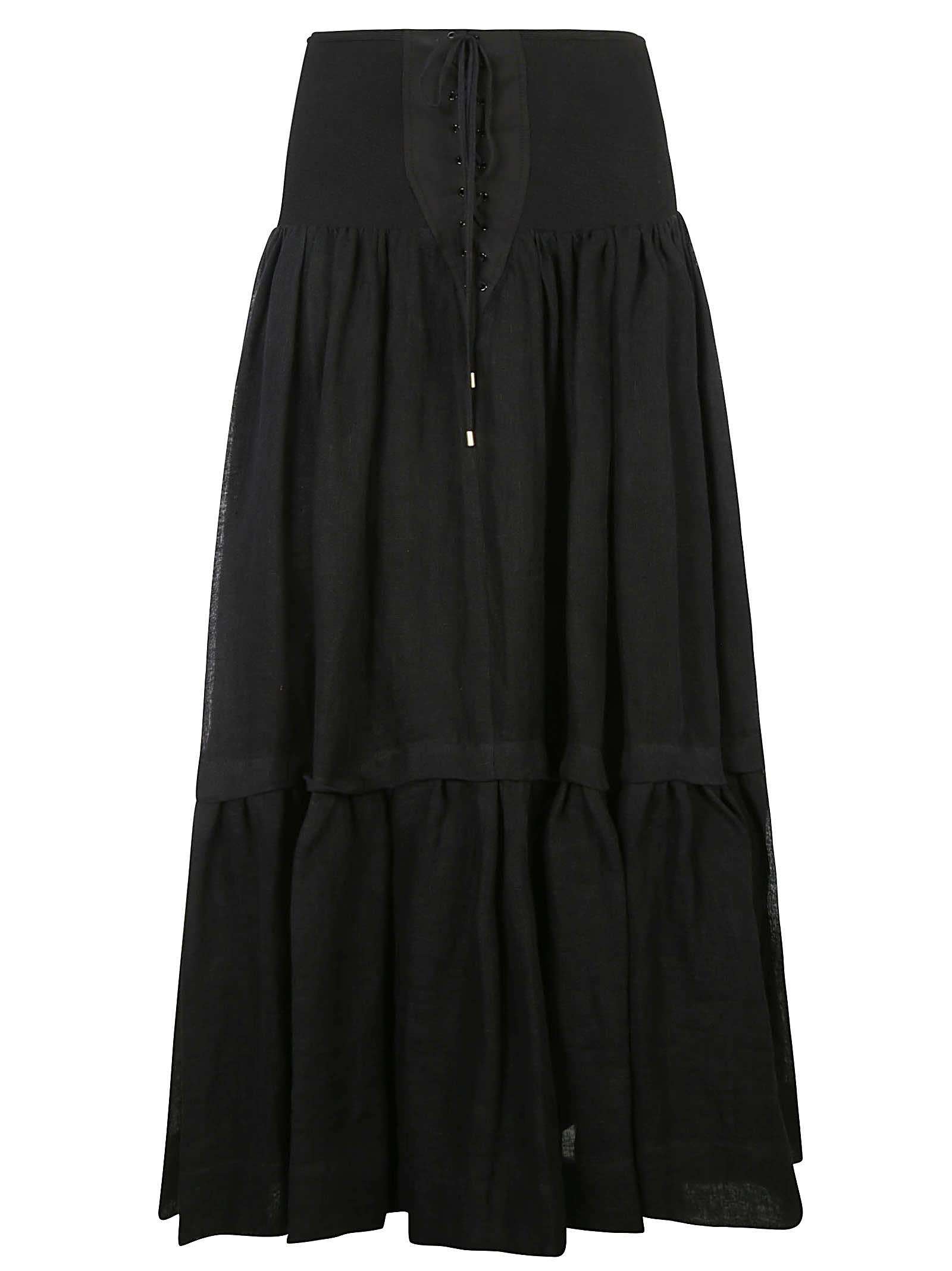 Alberta Ferretti Lace-up Flared Skirt In Black