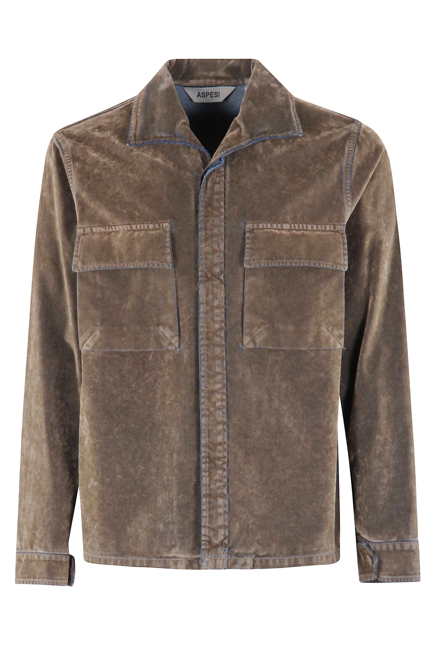Aspesi Shirt With Front Flap Pockets In Brown