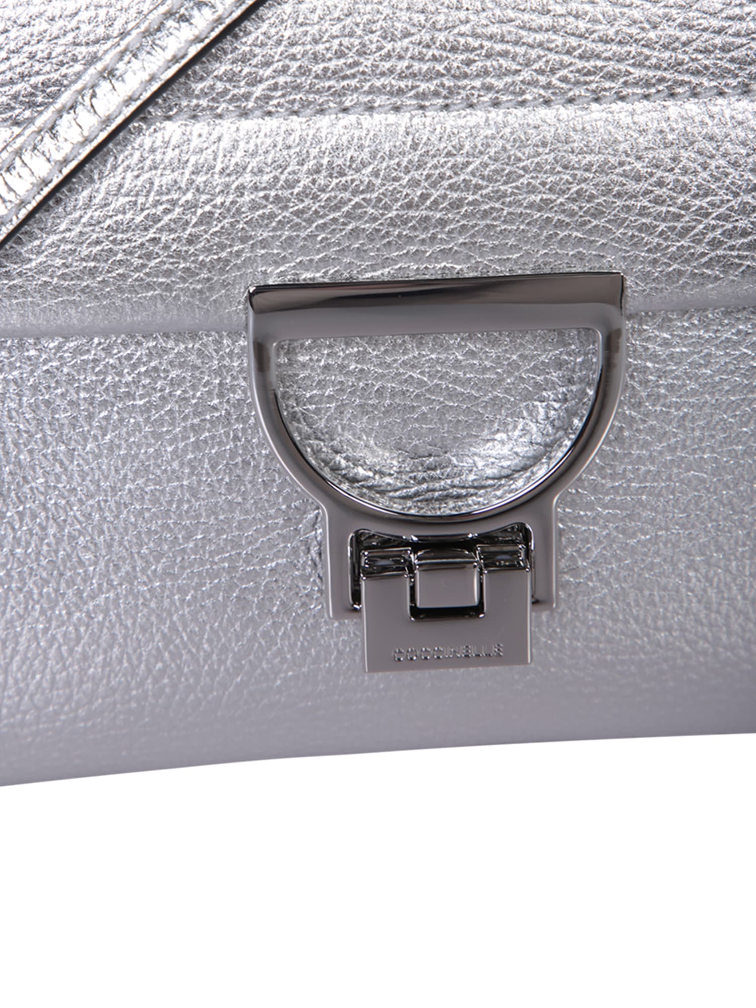 Shop Coccinelle Binxie Mini Top Handle Silver Bag In Metallic