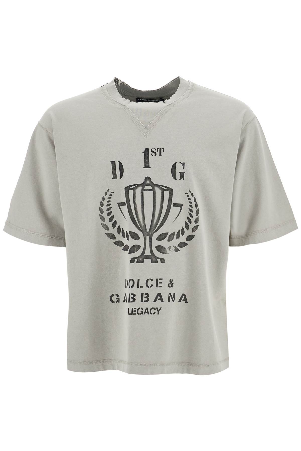 Dolce & Gabbana Logo-print Cotton T-shirt In Grigio Chiaro 5 (grey)