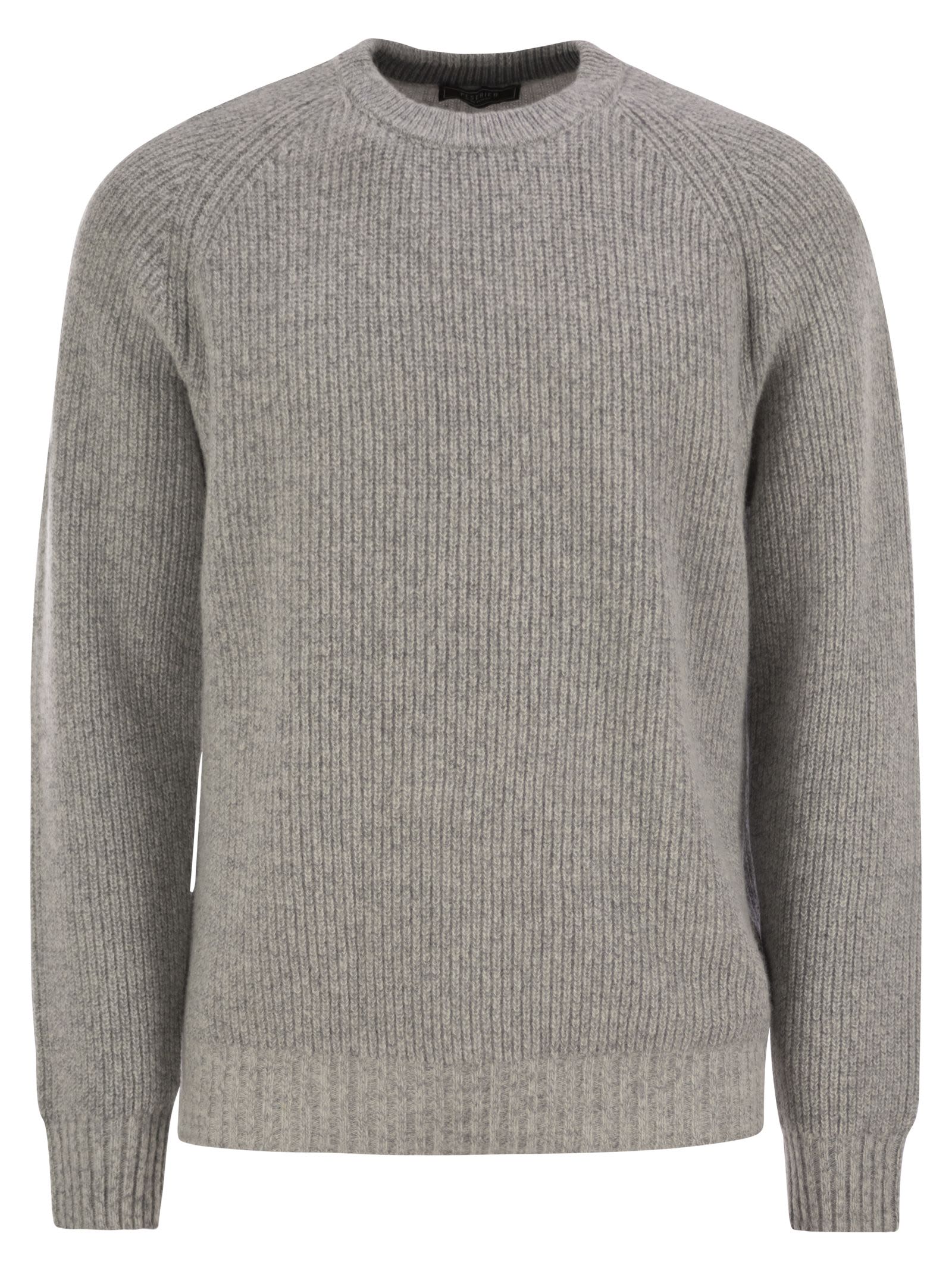 Shop Peserico Crew-neck Rib Sweater In Grey