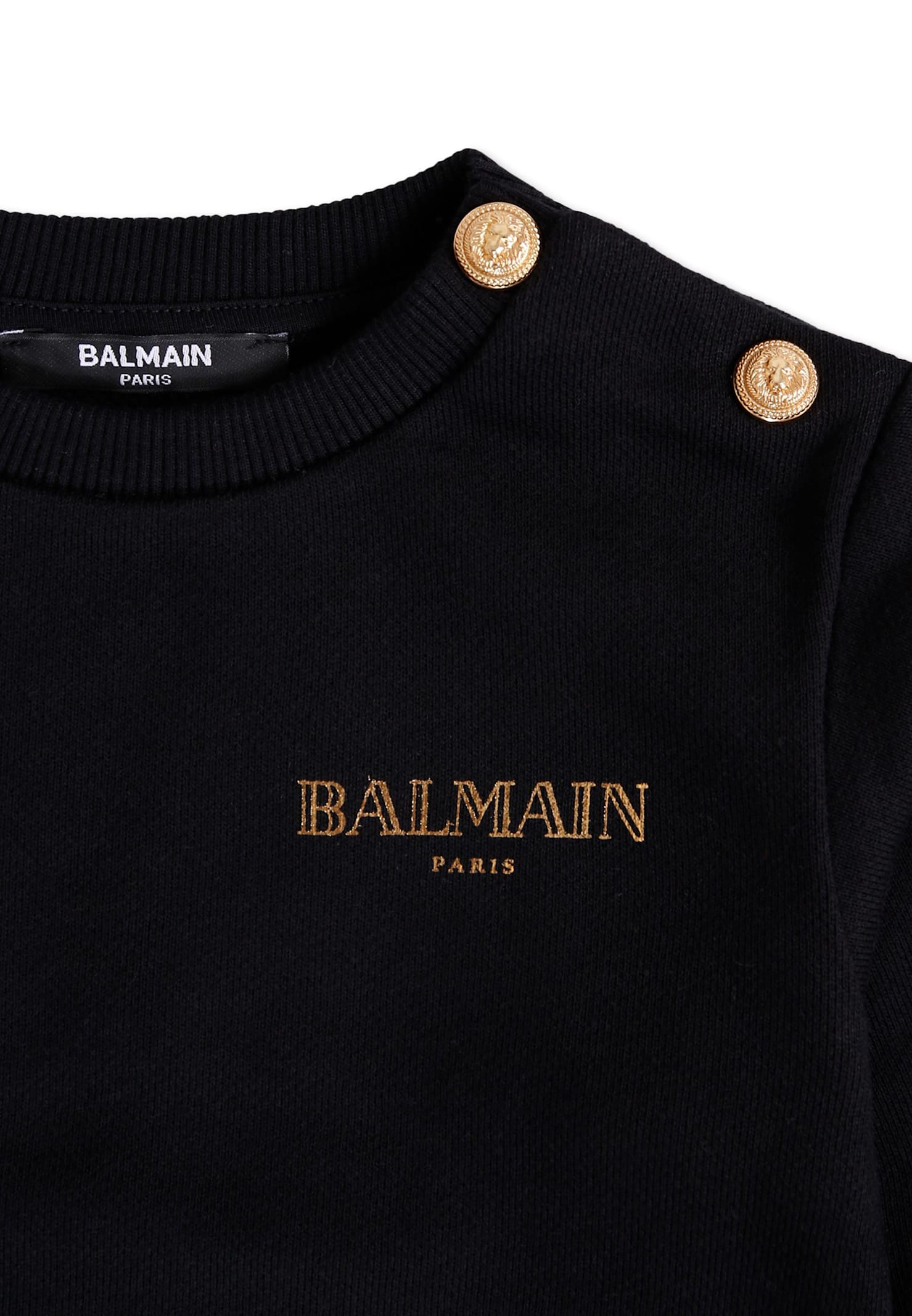 Balmain Black Sweatshirt For Baby Girl With Logo In Black