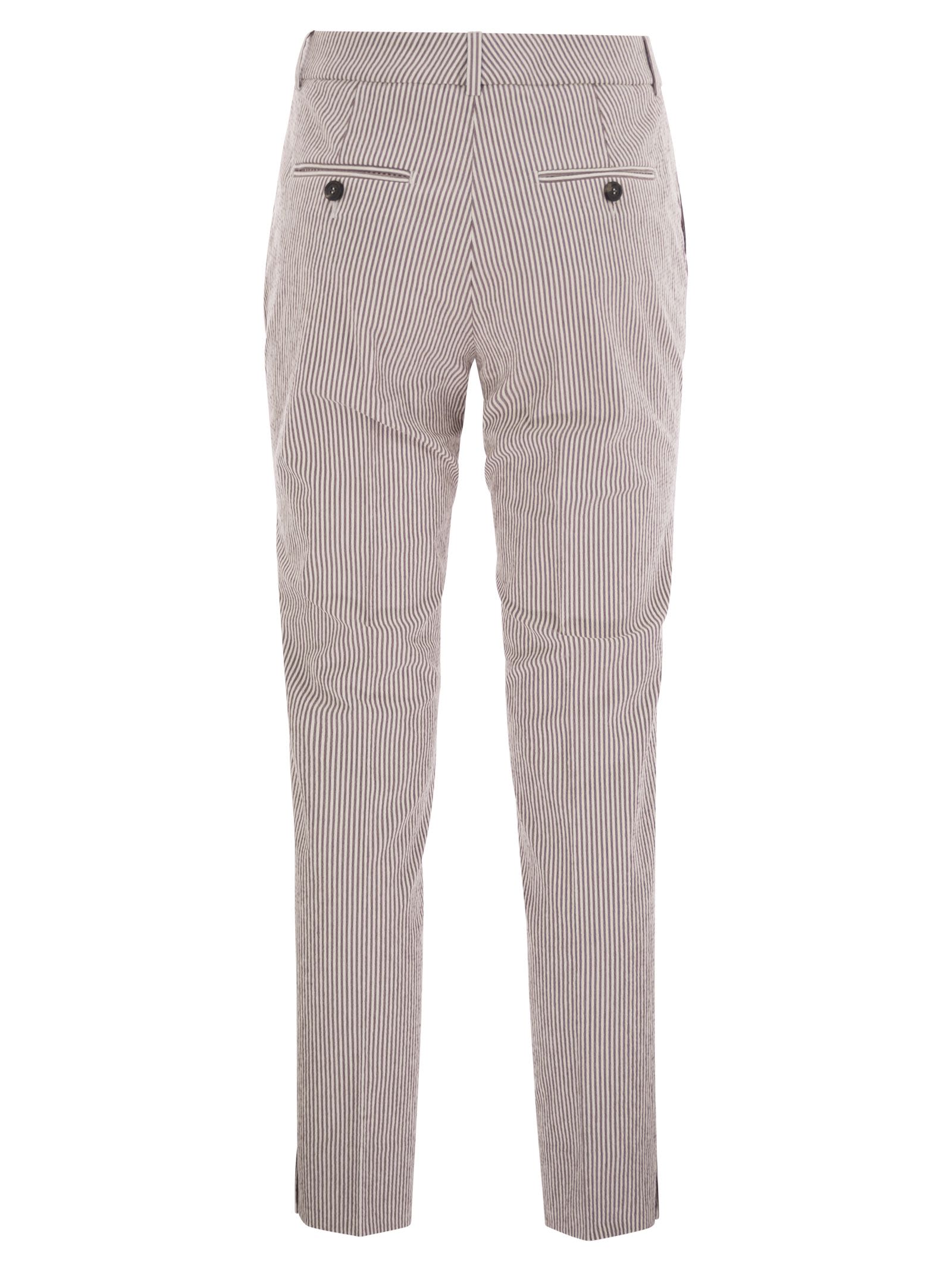 Shop Peserico Seersucker Cotton Cigarette Trousers