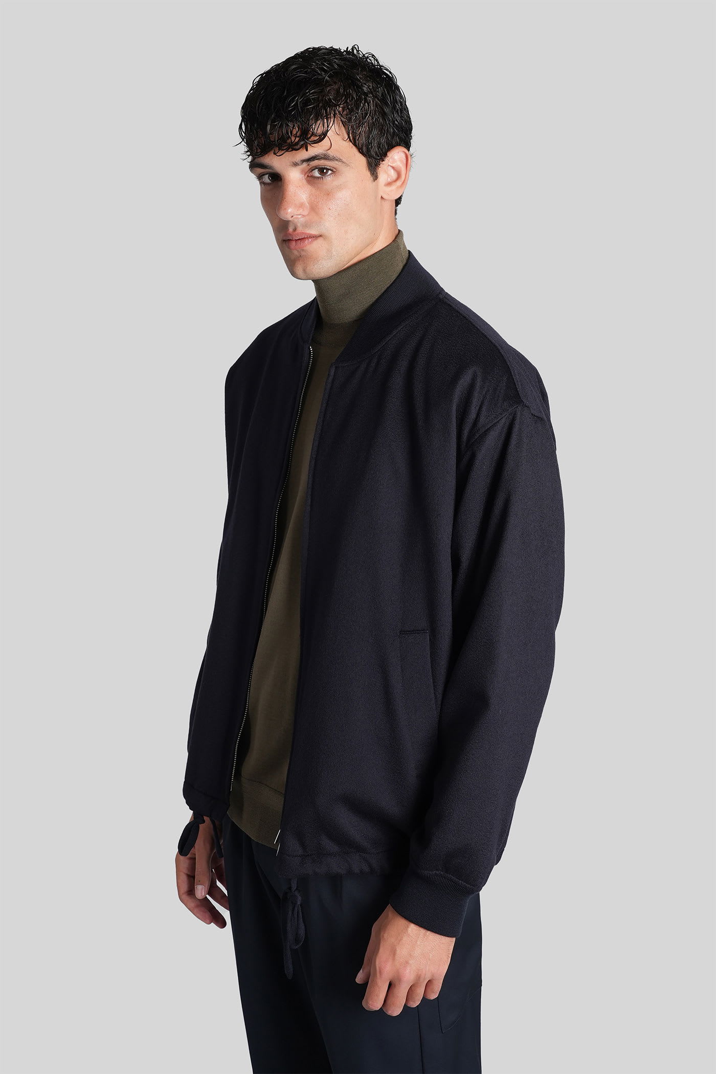 Barena Venezia Giare Bomber Jacket In Blue Wool In Blue