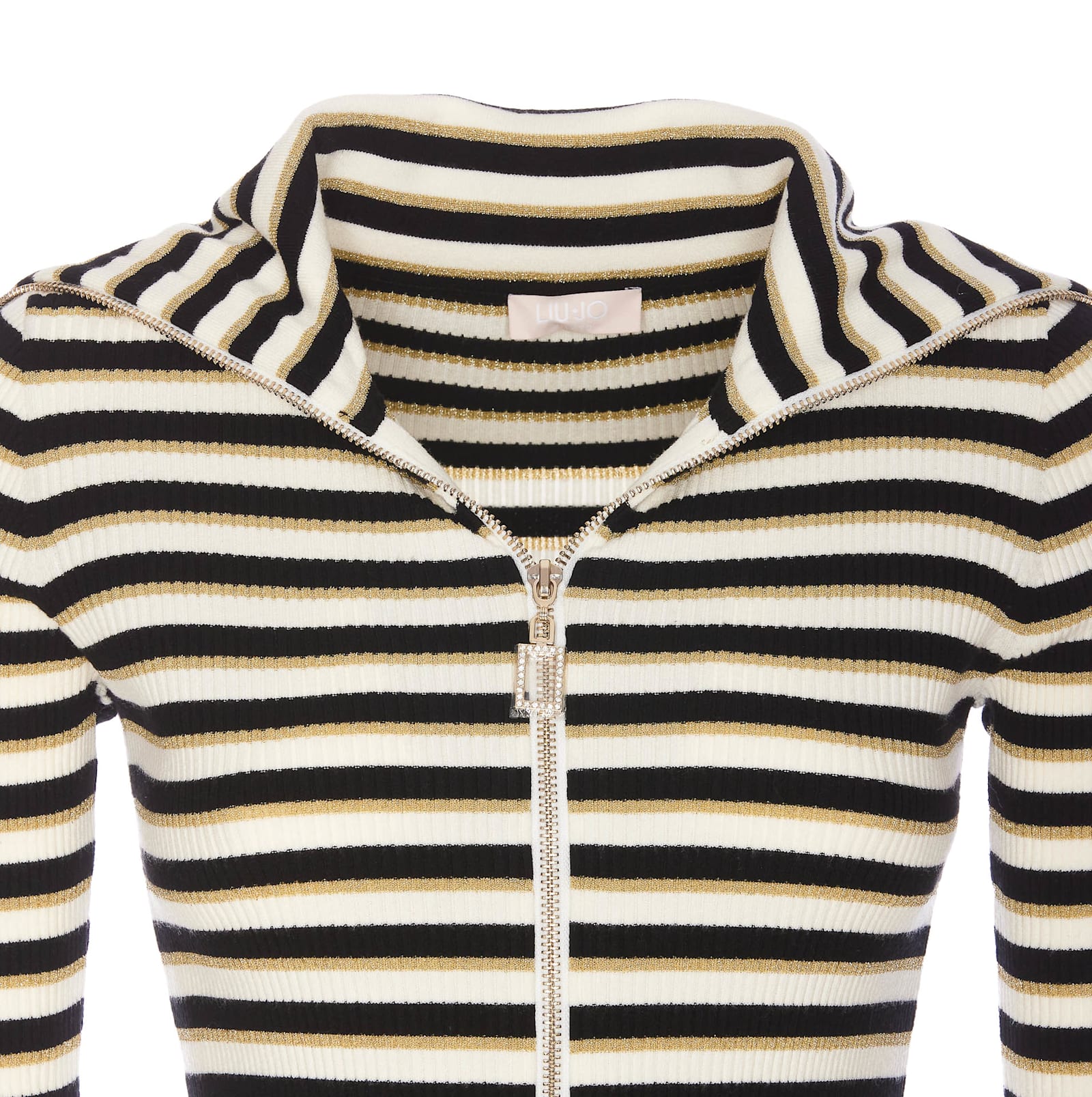 Shop Liu •jo Striped Sweater In Black