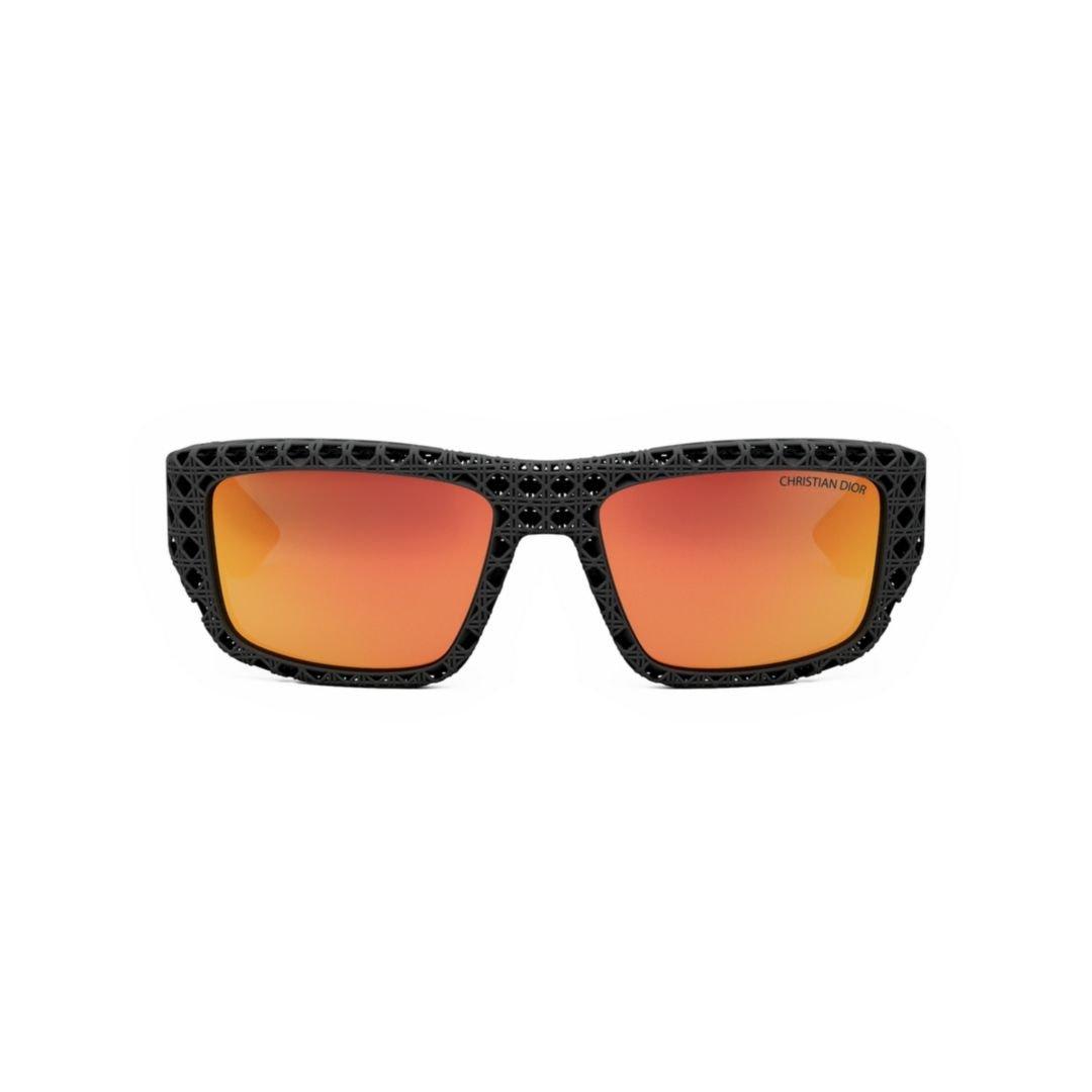 Shop Dior Rectangular Frame Sunglasses In 02u - Black